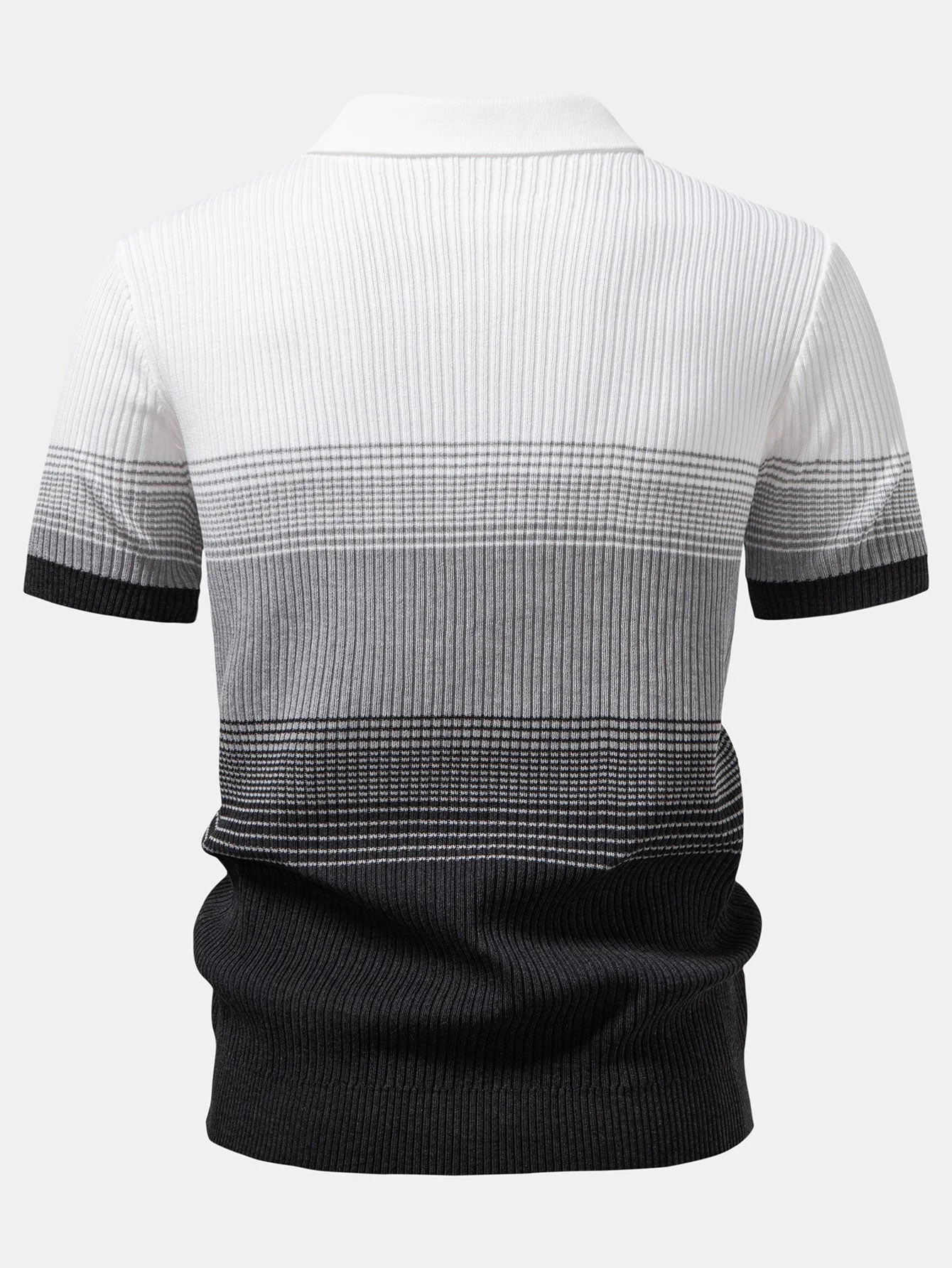 Samuel | Striped Gradient Knitted Polo Shirt - Image 5