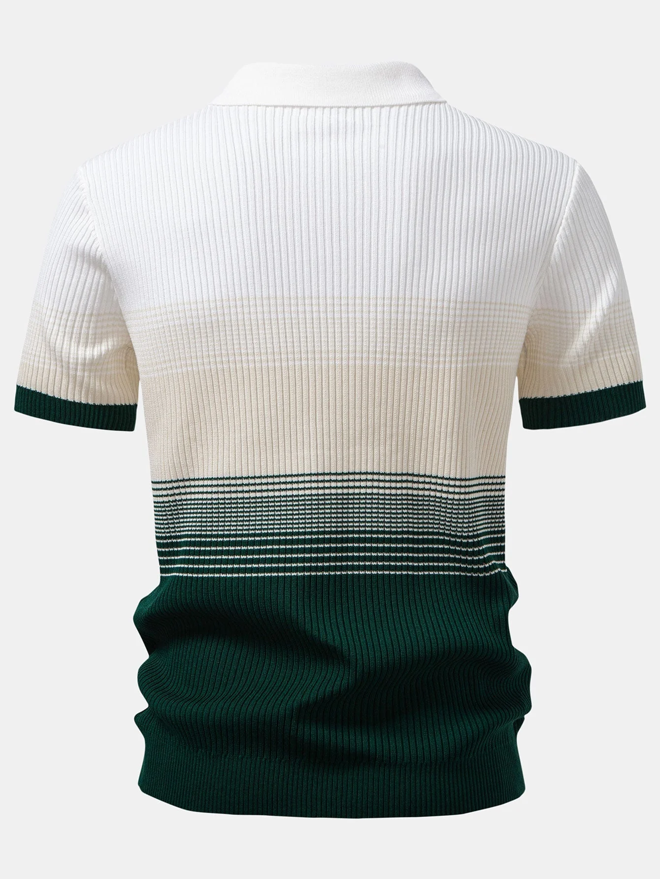 Samuel | Striped Gradient Knitted Polo Shirt - Image 9
