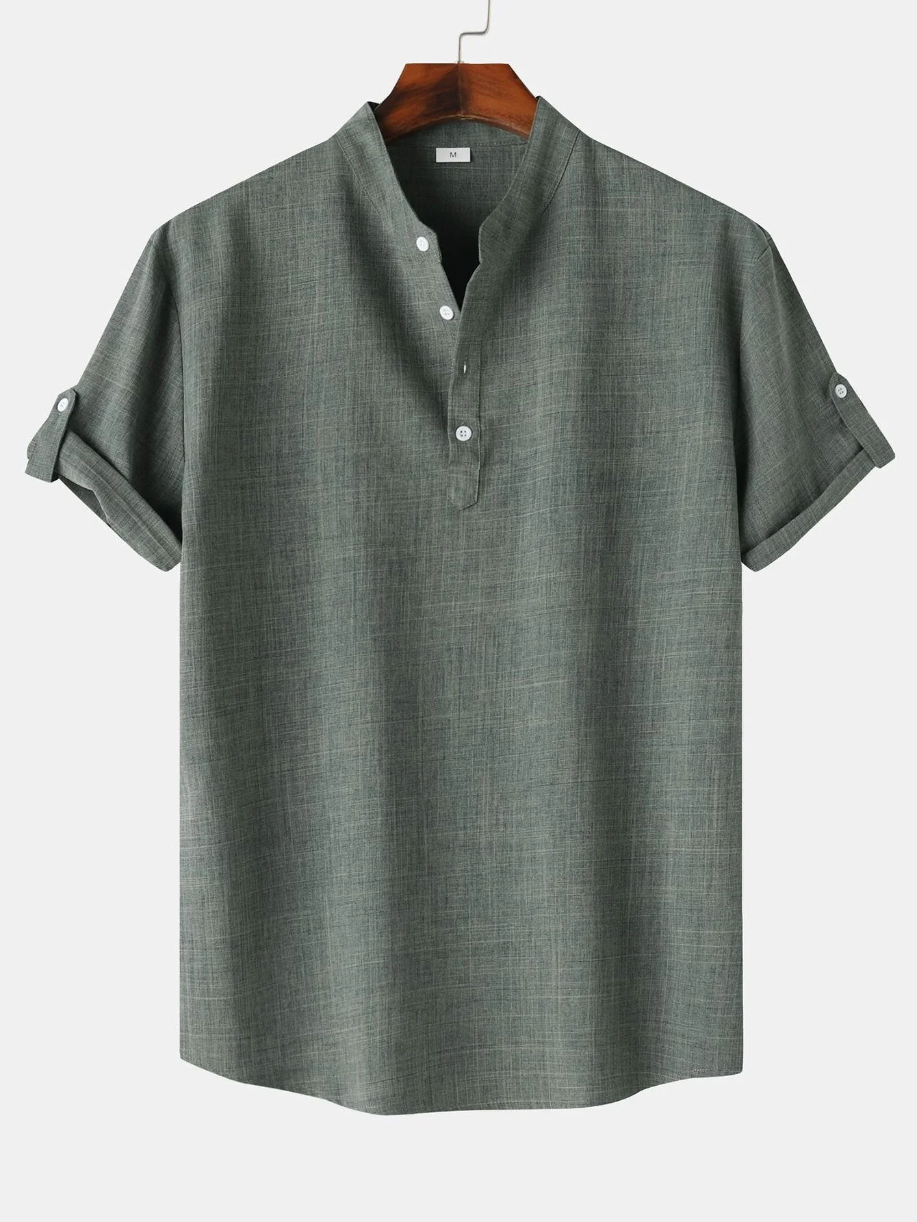 Santiago® | Short Sleeve Linen Look Henley Shirt