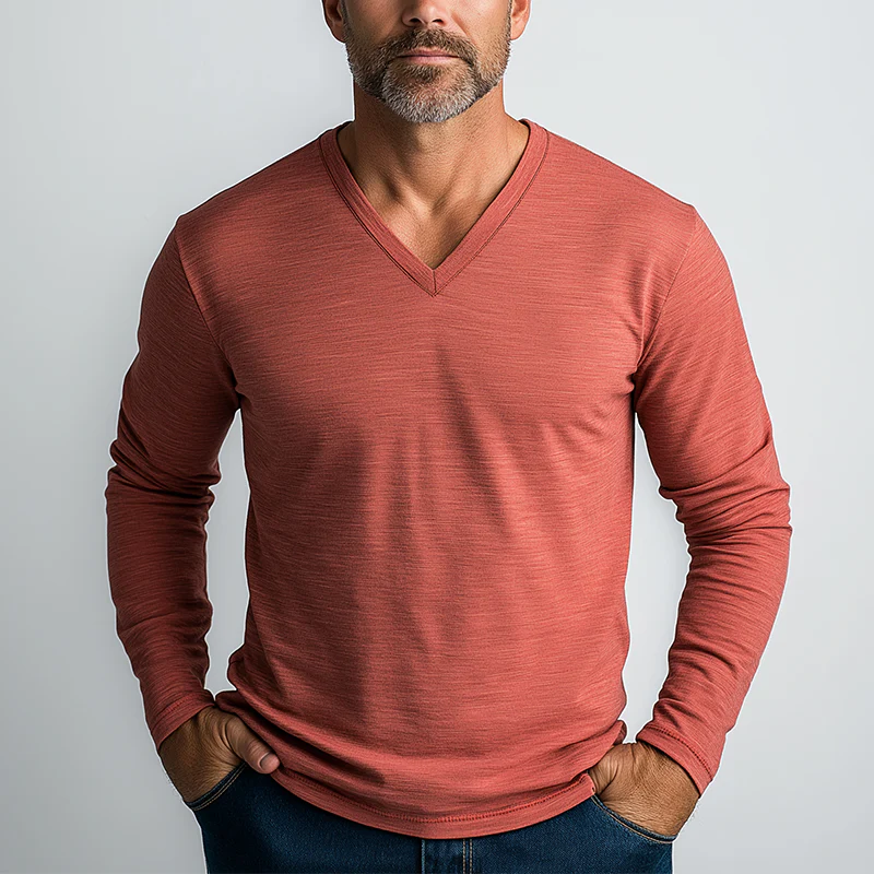 Santiago | Men'S Simple Solid Color Cotton Long Sleeve T-Shirt - Image 2