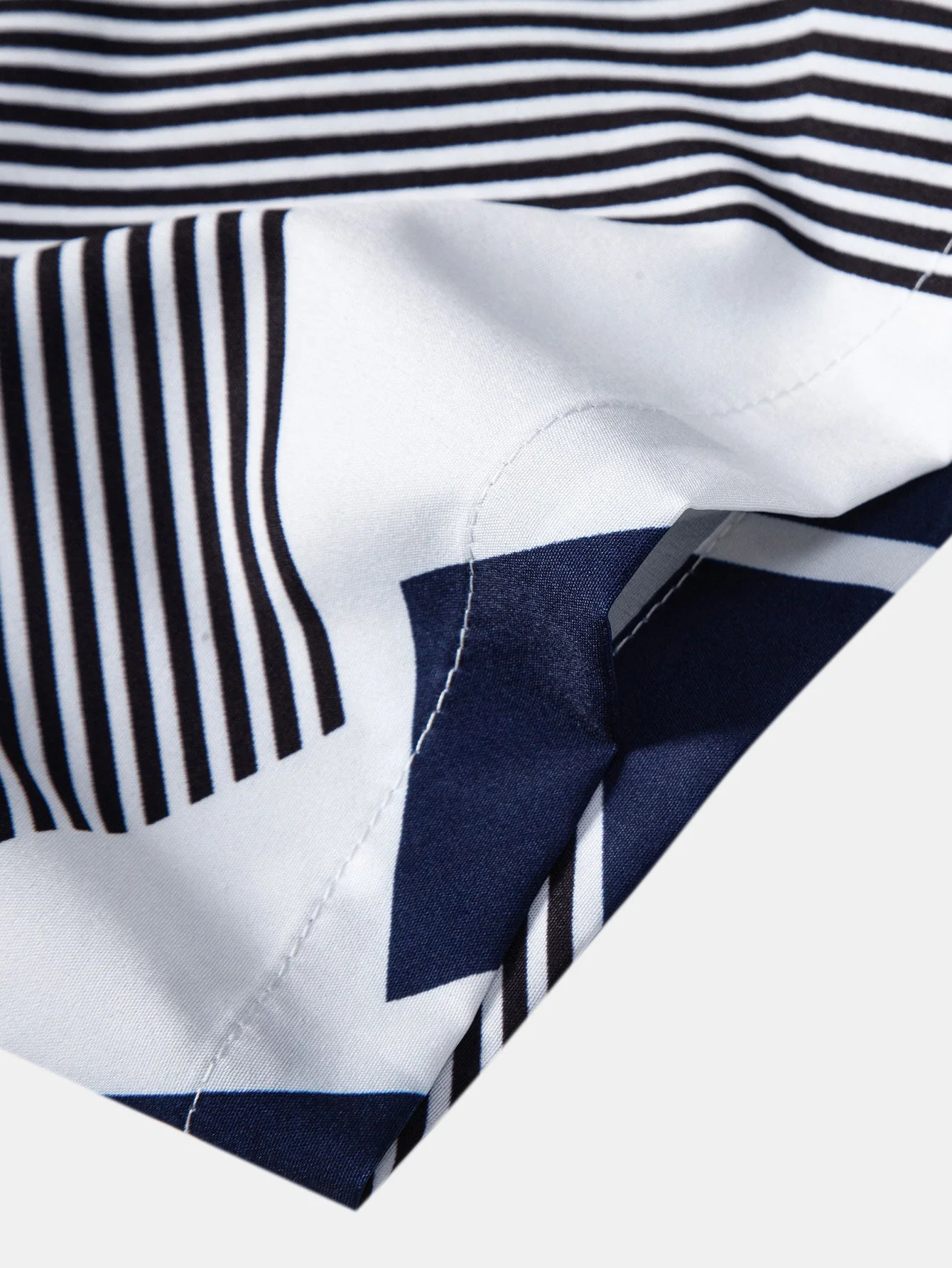 Saul® | Color Block Geometry Print Button Up Shirt & Swim Shorts - Image 14