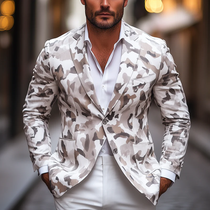 Saul | Men'S Spring And Autumn Classic Camouflage Two-Button Blazer - Image 2
