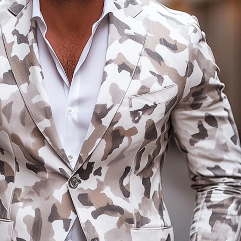 Saul | Men'S Spring And Autumn Classic Camouflage Two-Button Blazer - Image 3