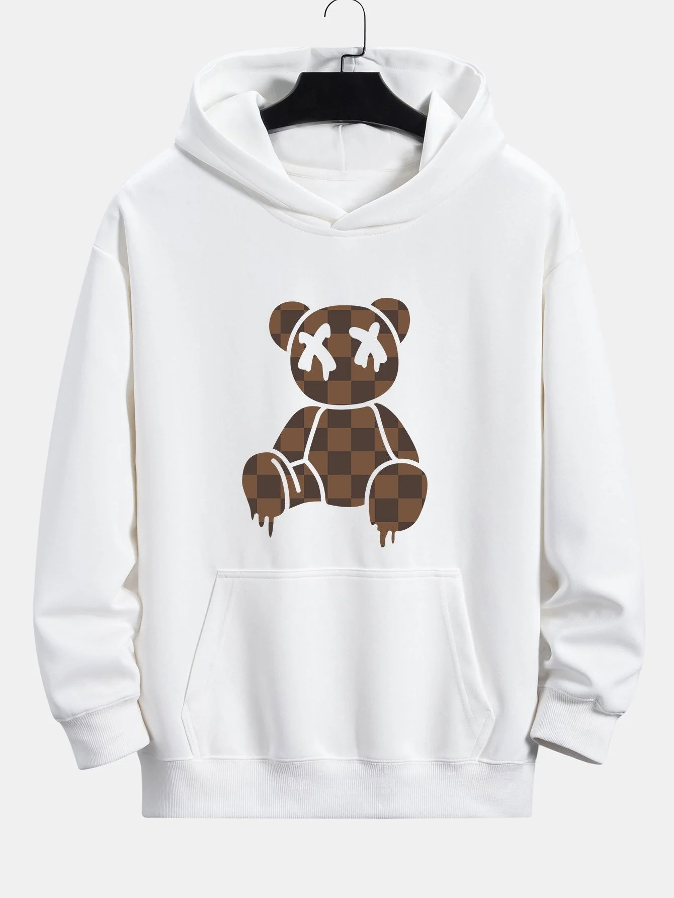 Saul | Plaid Dissolving Bear Print Relax Fit Hoodie - Image 2