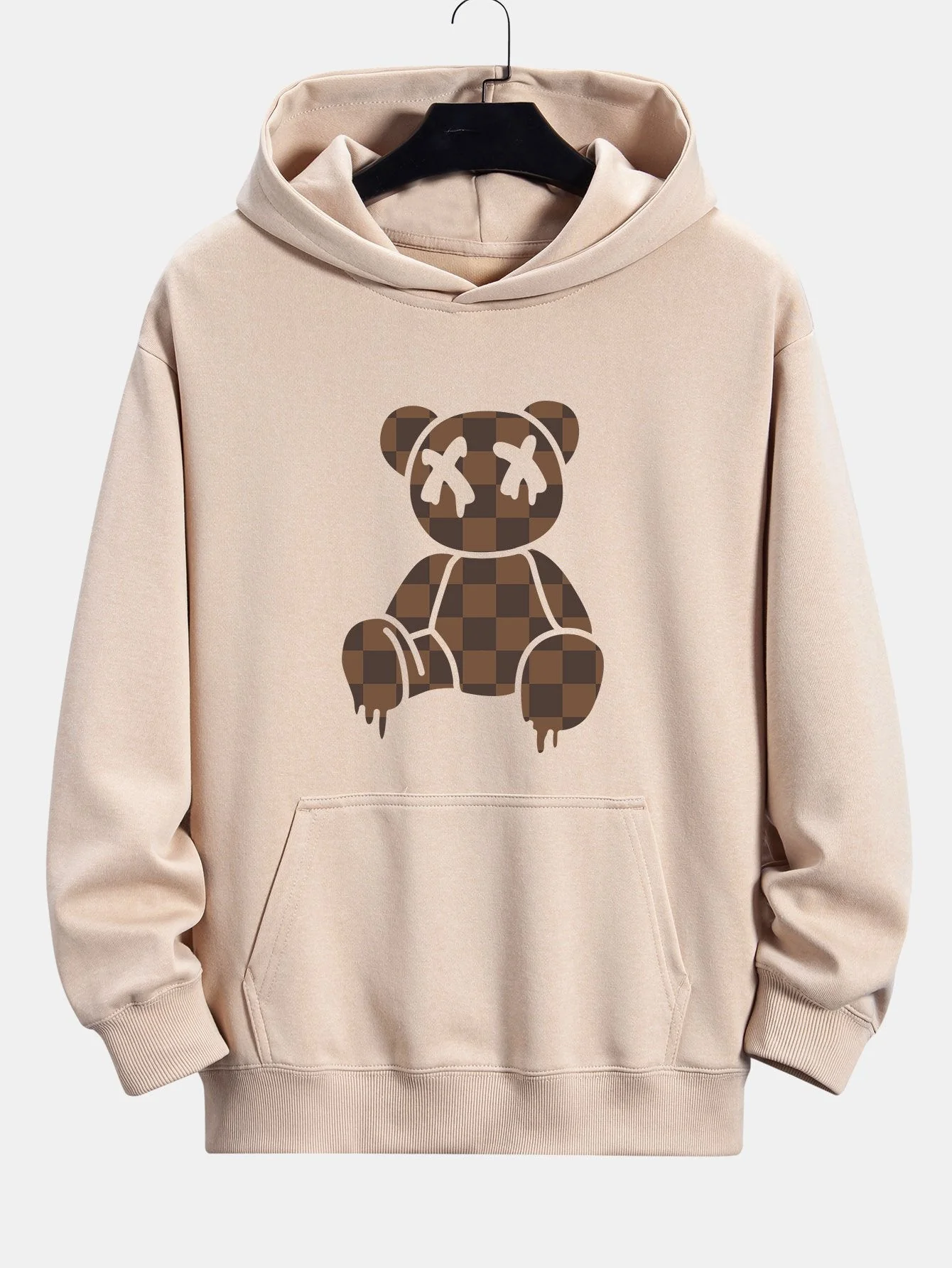 Saul | Plaid Dissolving Bear Print Relax Fit Hoodie - Image 3