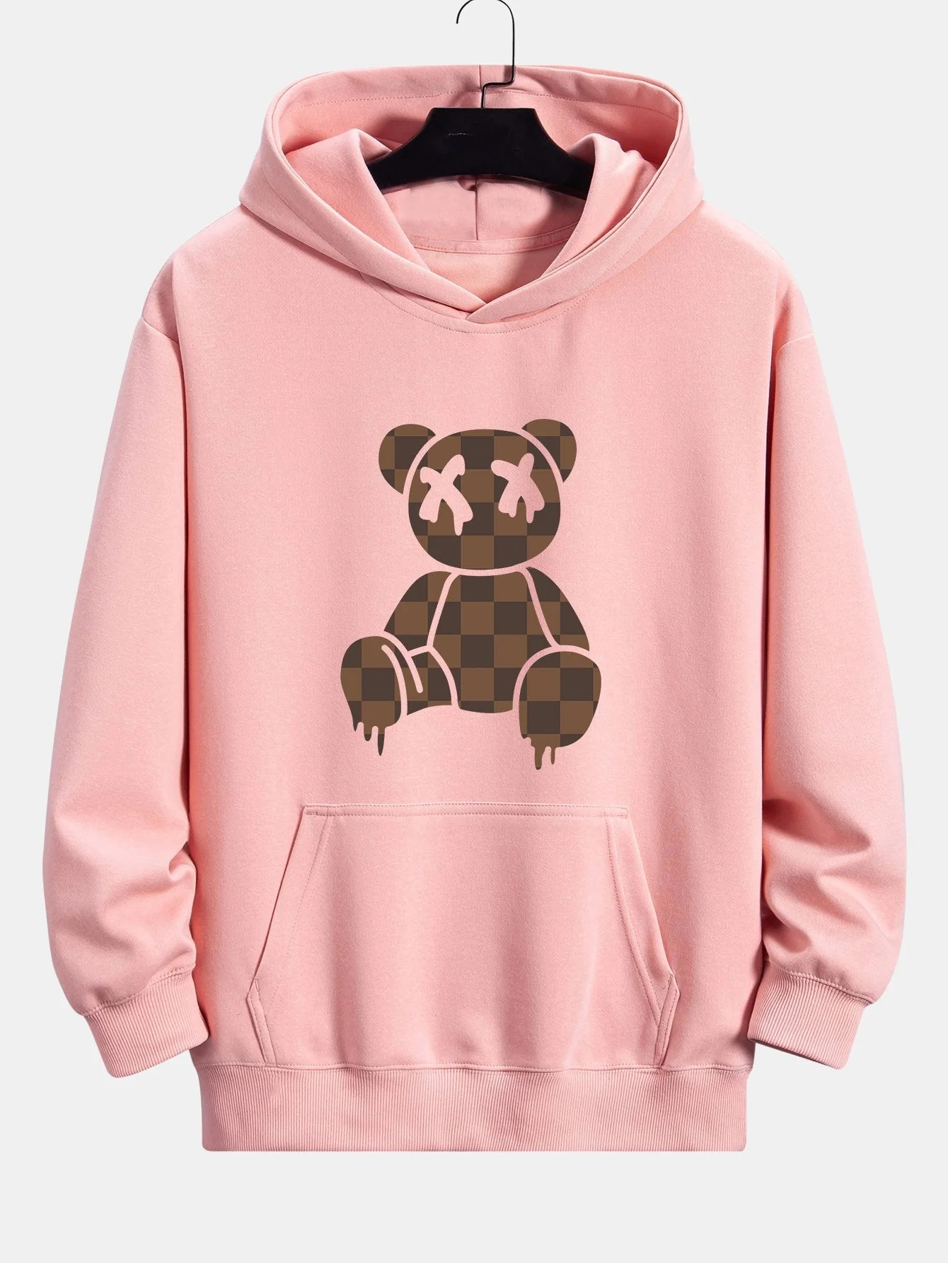 Saul | Plaid Dissolving Bear Print Relax Fit Hoodie - Image 4