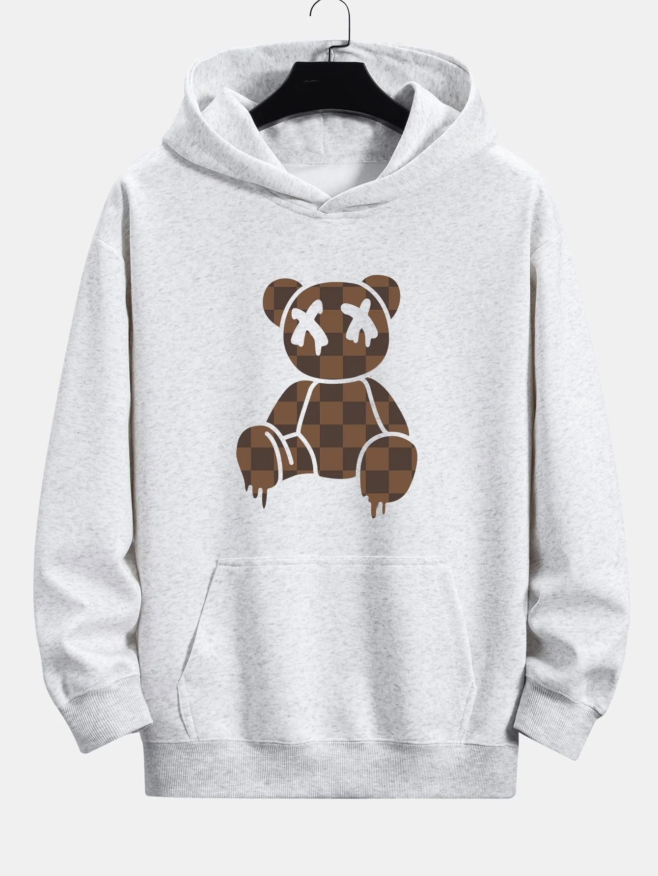 Saul | Plaid Dissolving Bear Print Relax Fit Hoodie - Image 5