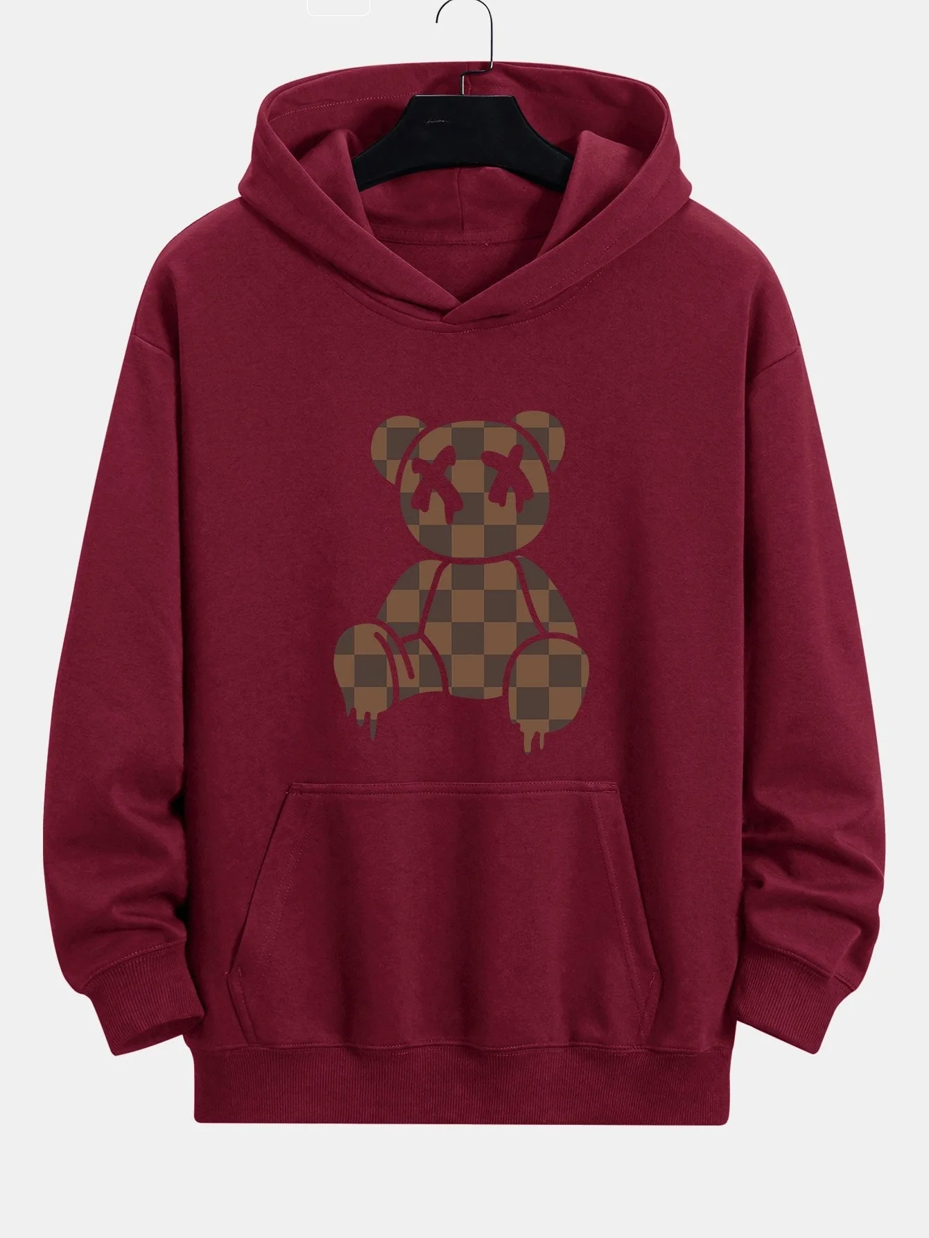 Saul | Plaid Dissolving Bear Print Relax Fit Hoodie - Image 7