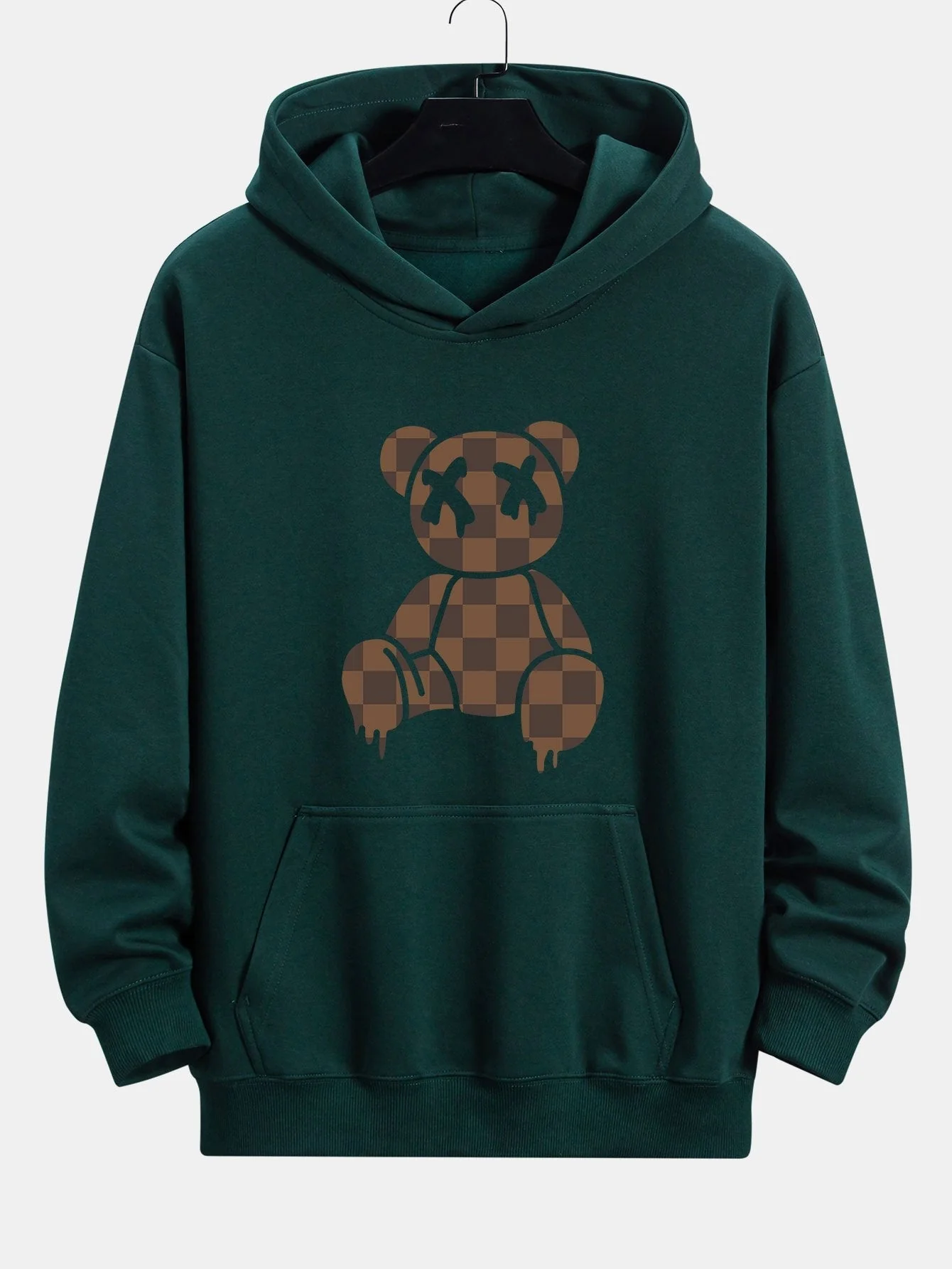 Saul | Plaid Dissolving Bear Print Relax Fit Hoodie - Image 9