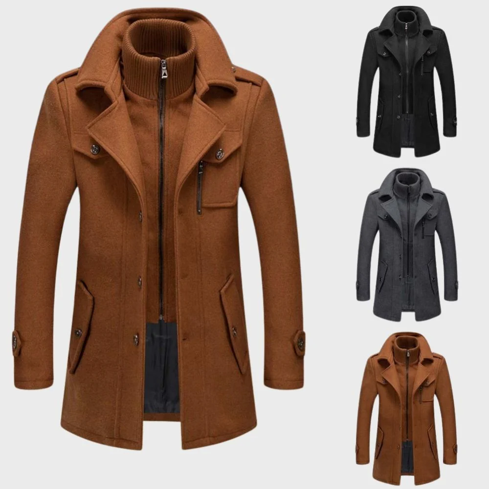 Saulo | Elegant two-piece men's coat with removable lining - Image 6