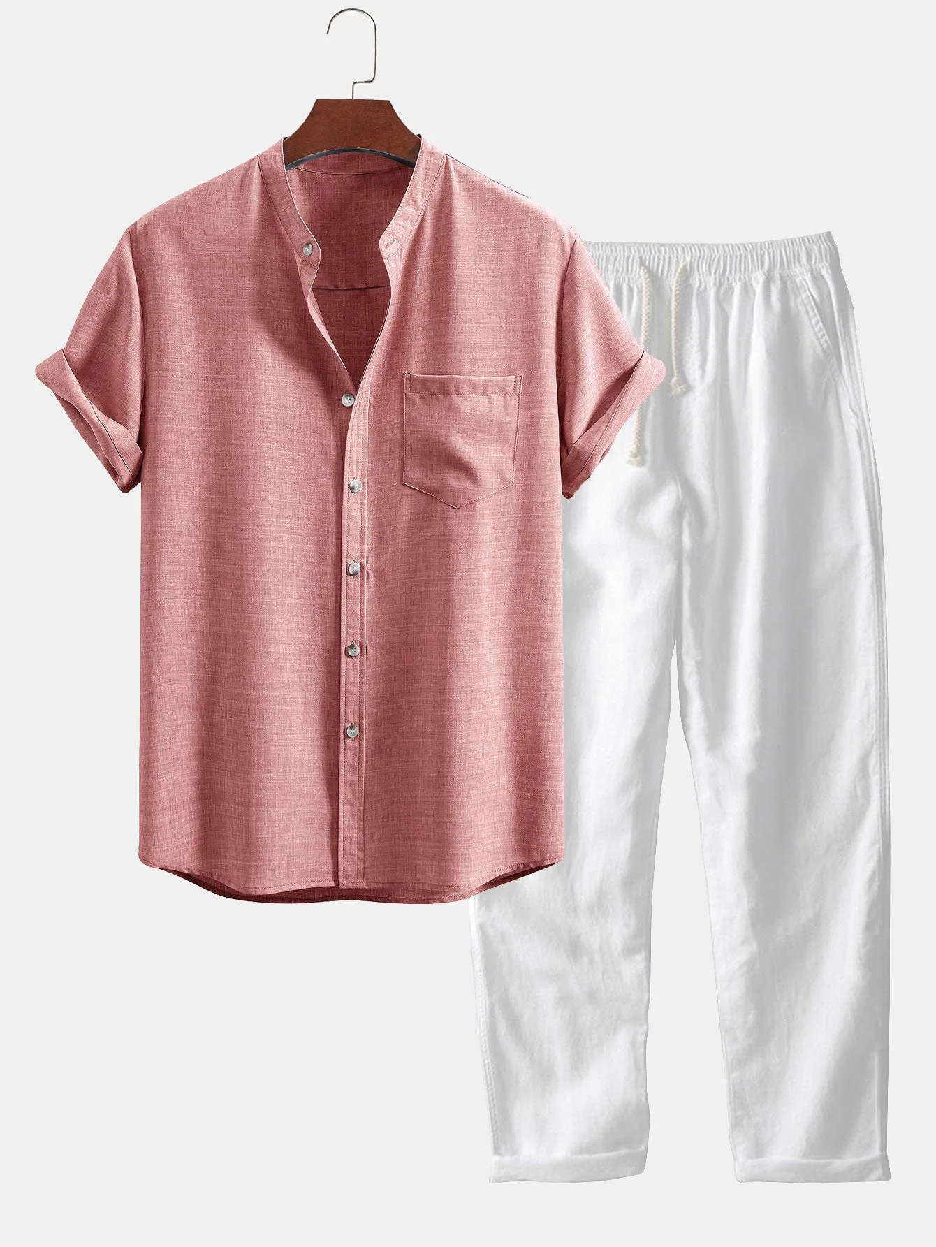 Scott® | Short Sleeve Stand Collar Shirt & Straight Leg Linen Pants - Image 5