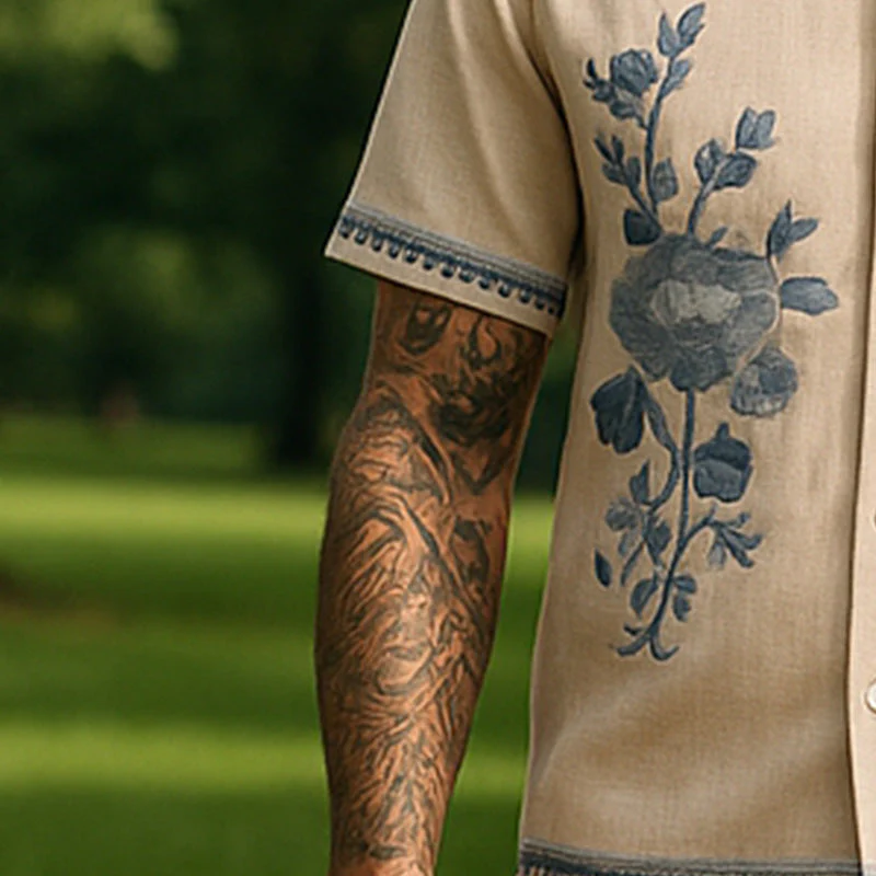 Scott | Men'S Summer Casual Linen Embroidered Short Sleeve Shirt - Image 3