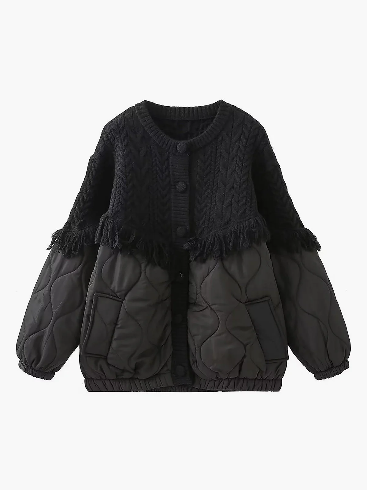 Scott | Patchwork cable knit quilted jacket - Image 5