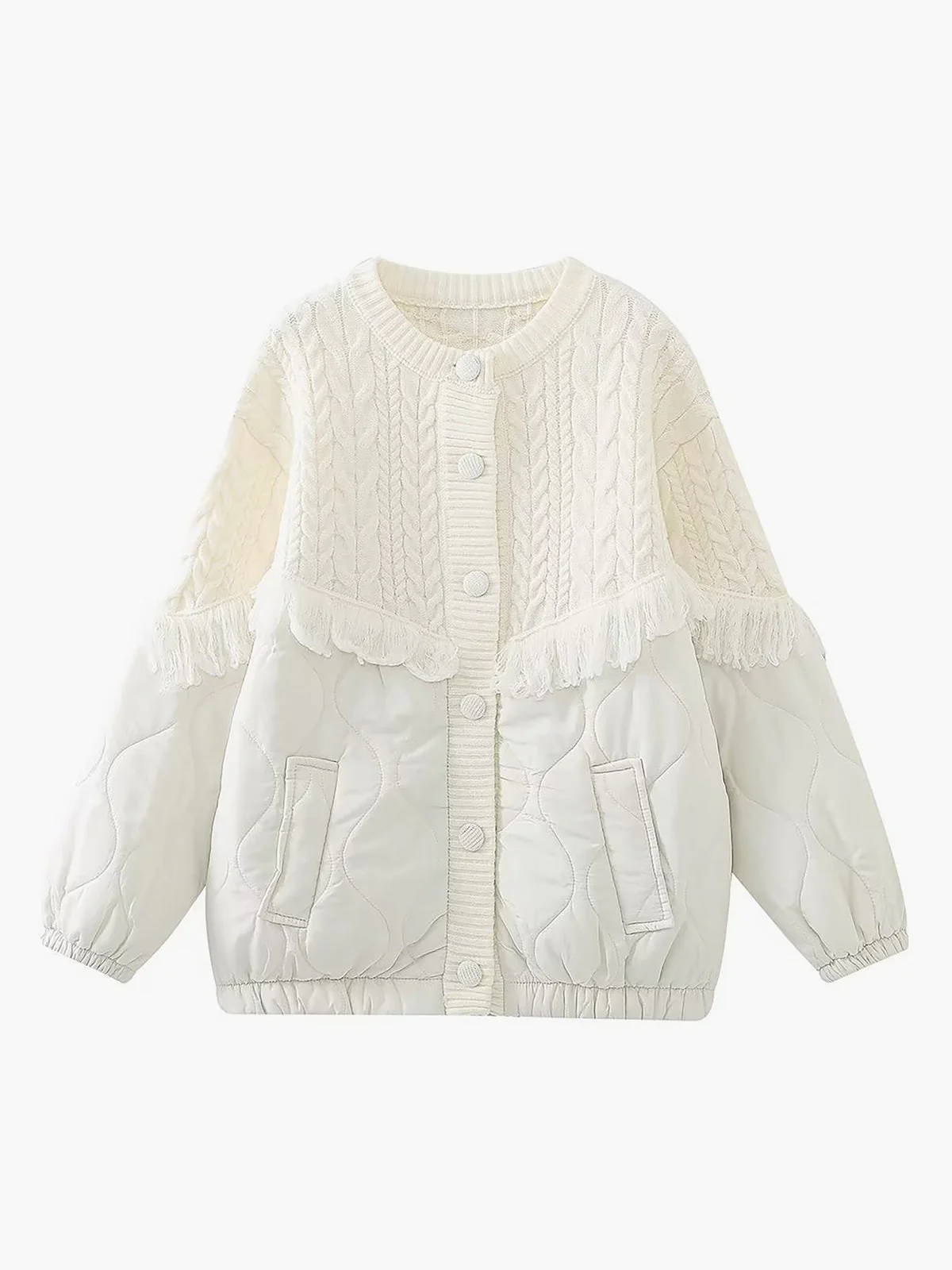 Scott | Patchwork cable knit quilted jacket - Image 6