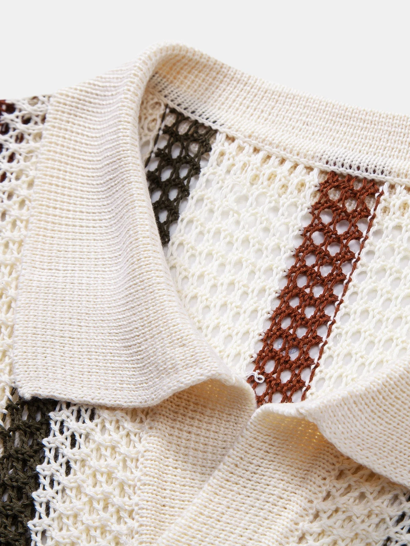 Scott | Striped Crochet V Neck Polo - Image 12
