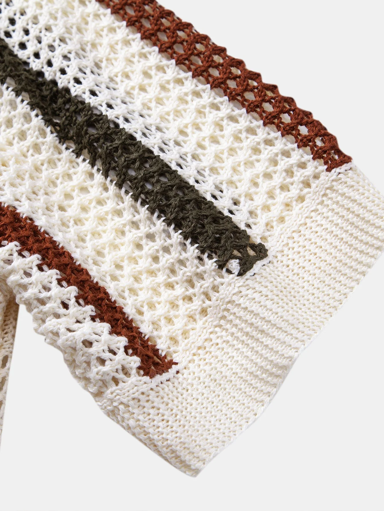 Scott | Striped Crochet V Neck Polo - Image 3