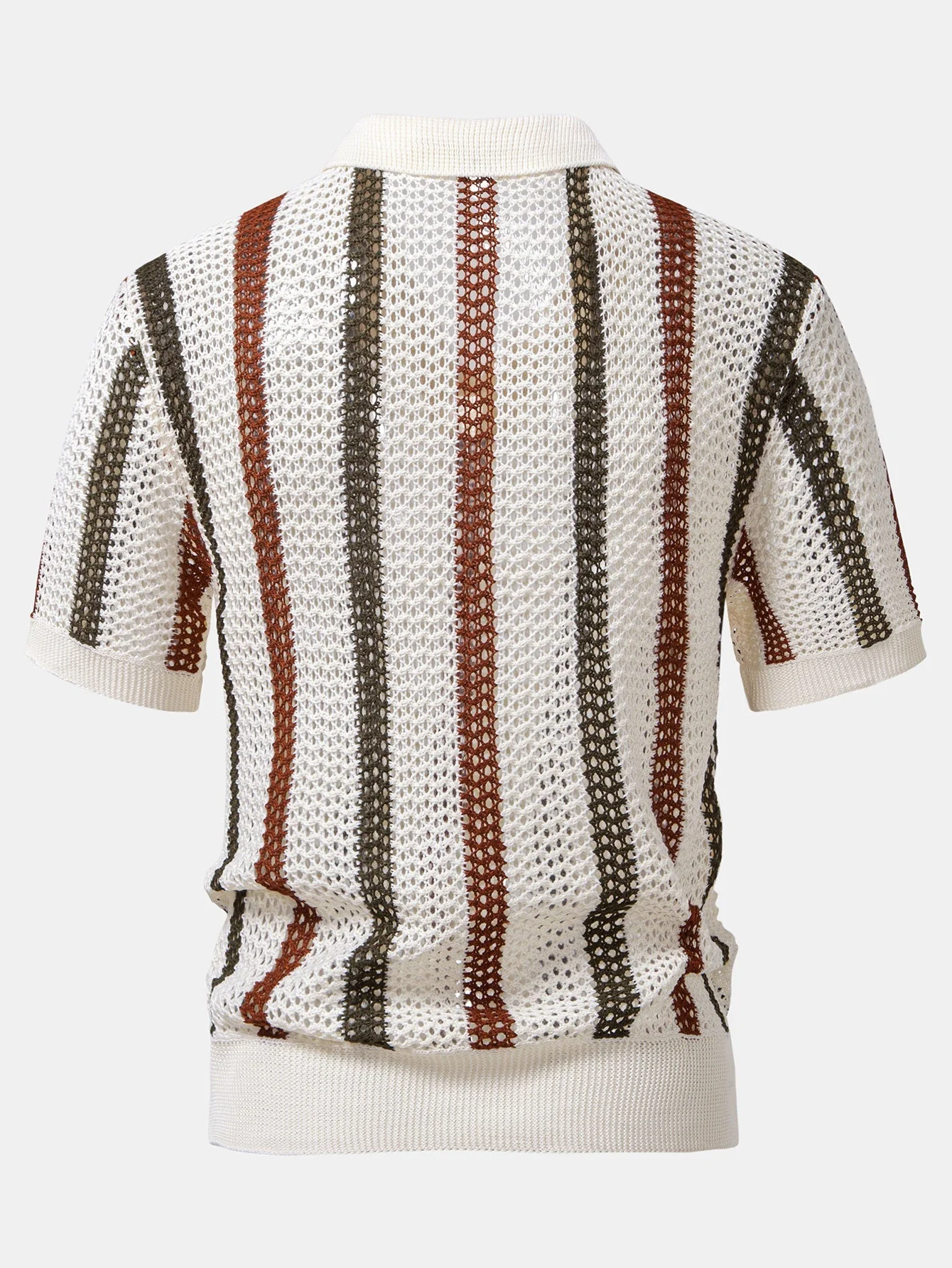 Scott | Striped Crochet V Neck Polo - Image 5