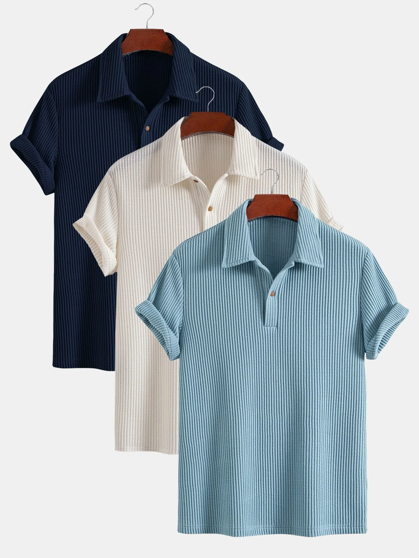 Sean | 3 Pieces Short Sleeved Waffle Polo - Image 10
