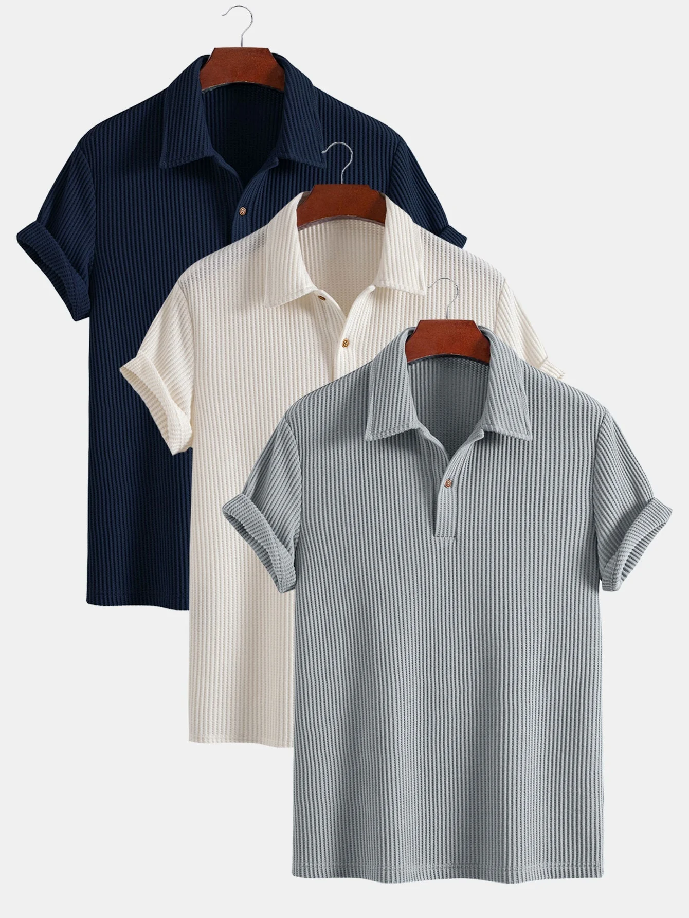 Sean | 3 Pieces Short Sleeved Waffle Polo - Image 9