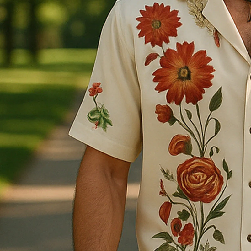 Sean | Men'S Summer Casual Linen Printed Short Sleeve Shirt - Image 3
