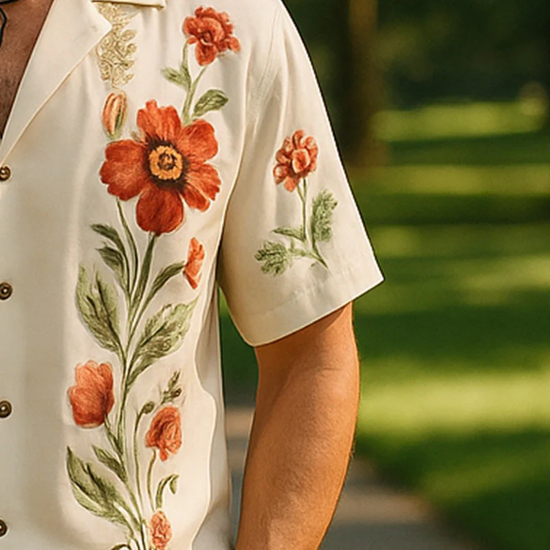 Sean | Men'S Summer Casual Linen Printed Short Sleeve Shirt - Image 4