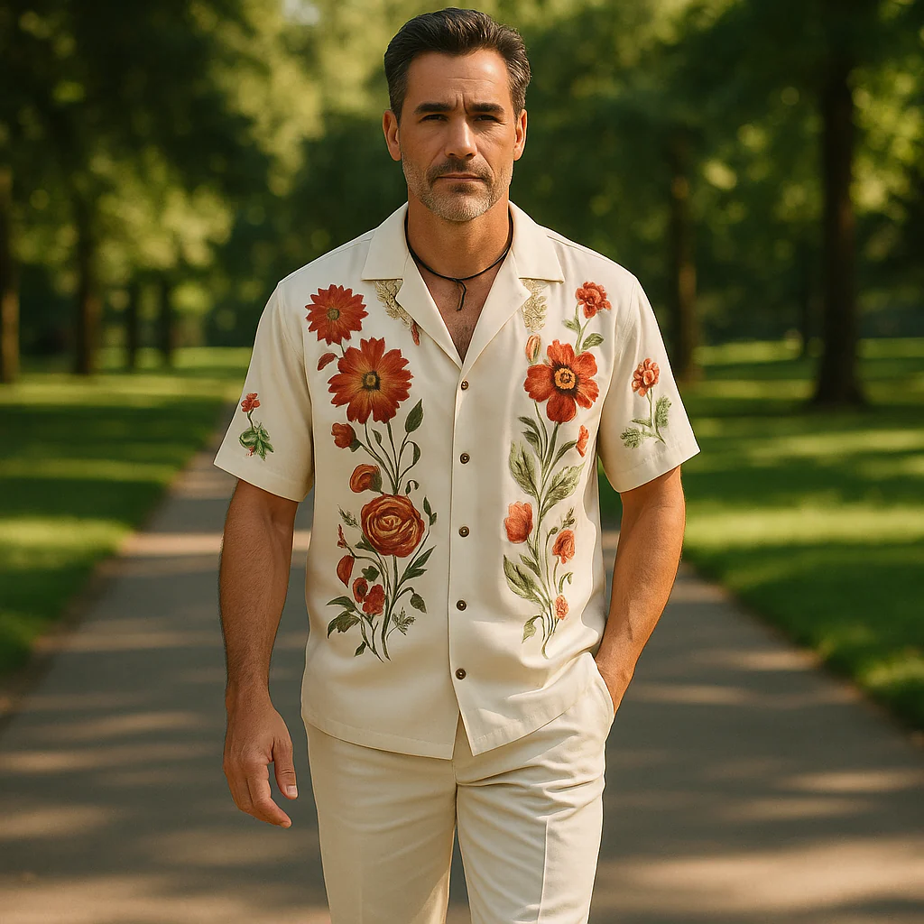 Sean | Men'S Summer Casual Linen Printed Short Sleeve Shirt - Image 5