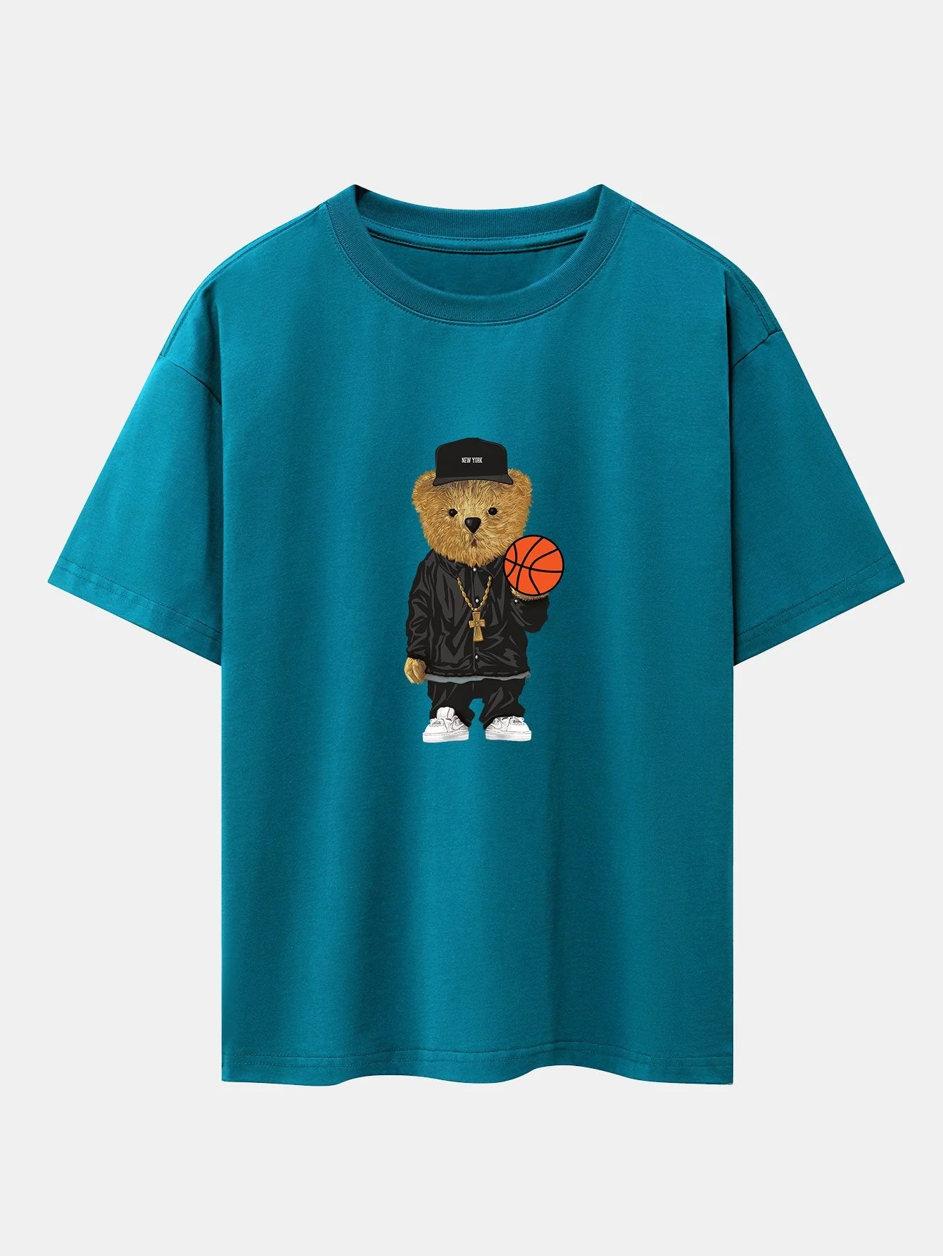 Sebastián® | Basketball Bear Print Drop Shoulder Oversize T-Shirt - Image 10