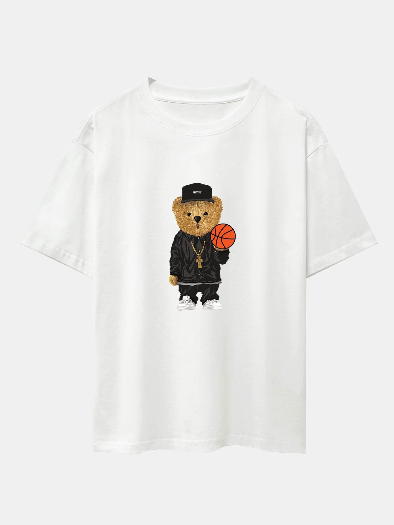 Sebastián® | Basketball Bear Print Drop Shoulder Oversize T-Shirt - Image 3
