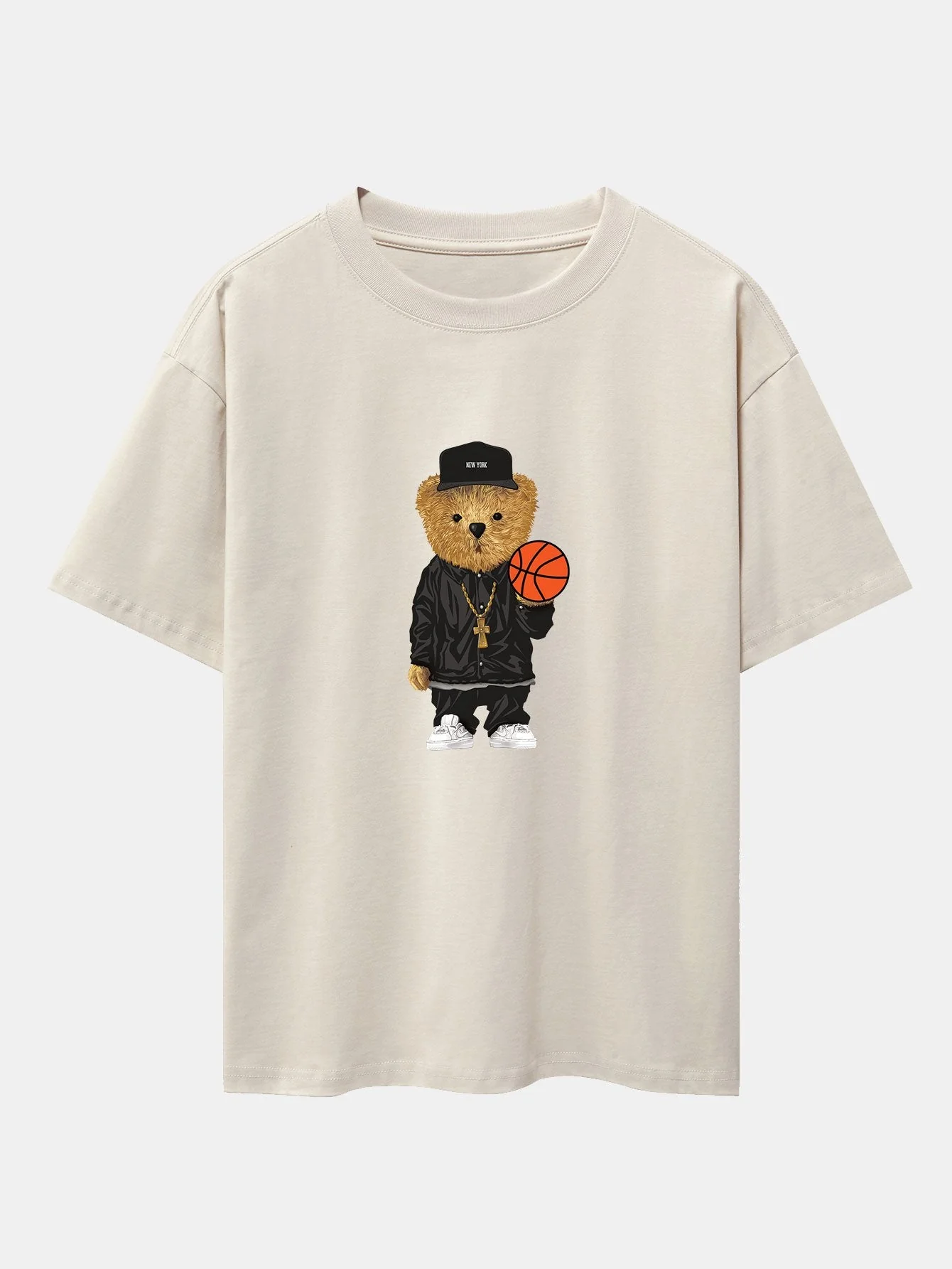 Sebastián® | Basketball Bear Print Drop Shoulder Oversize T-Shirt - Image 4
