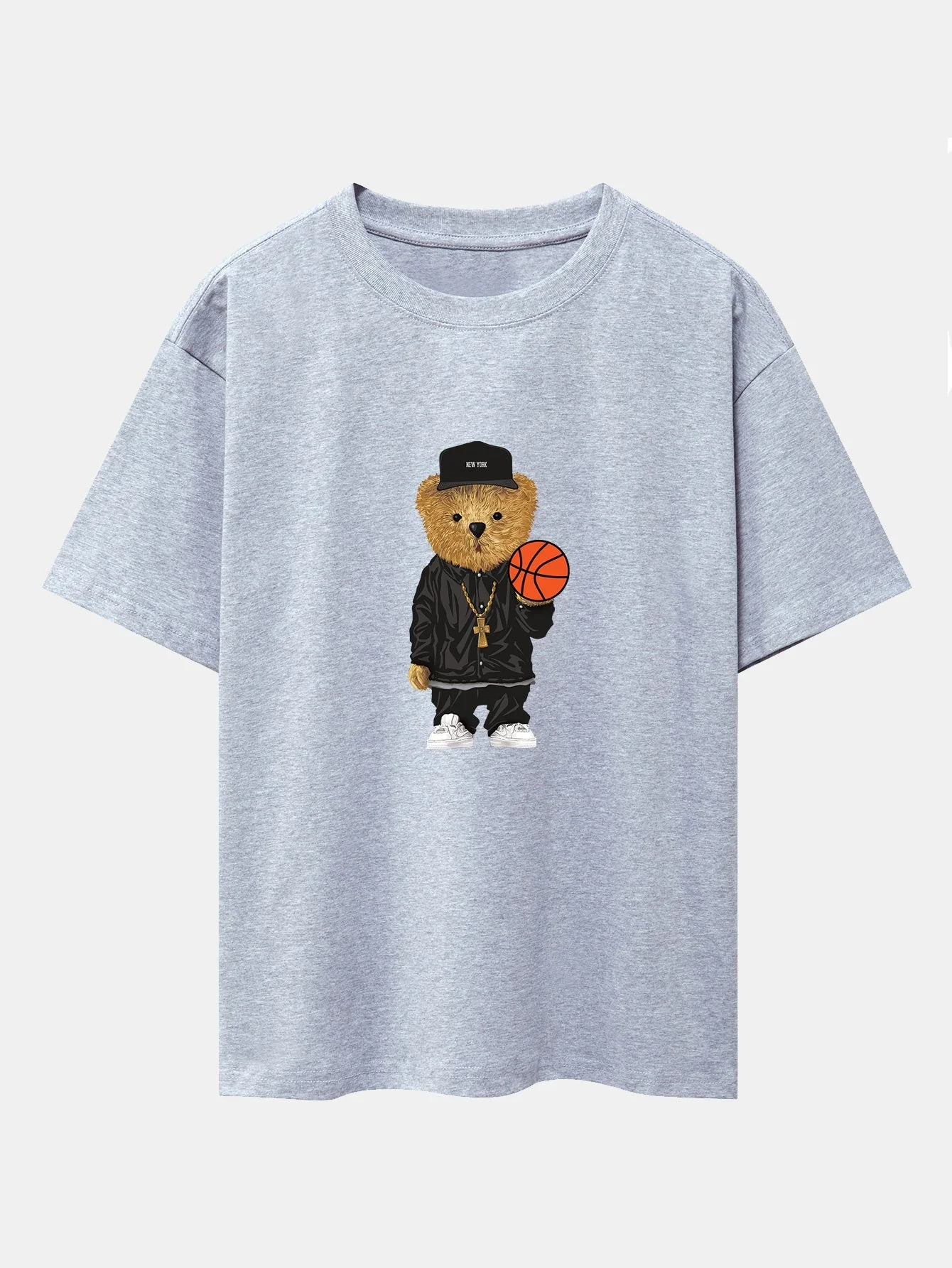 Sebastián® | Basketball Bear Print Drop Shoulder Oversize T-Shirt - Image 5