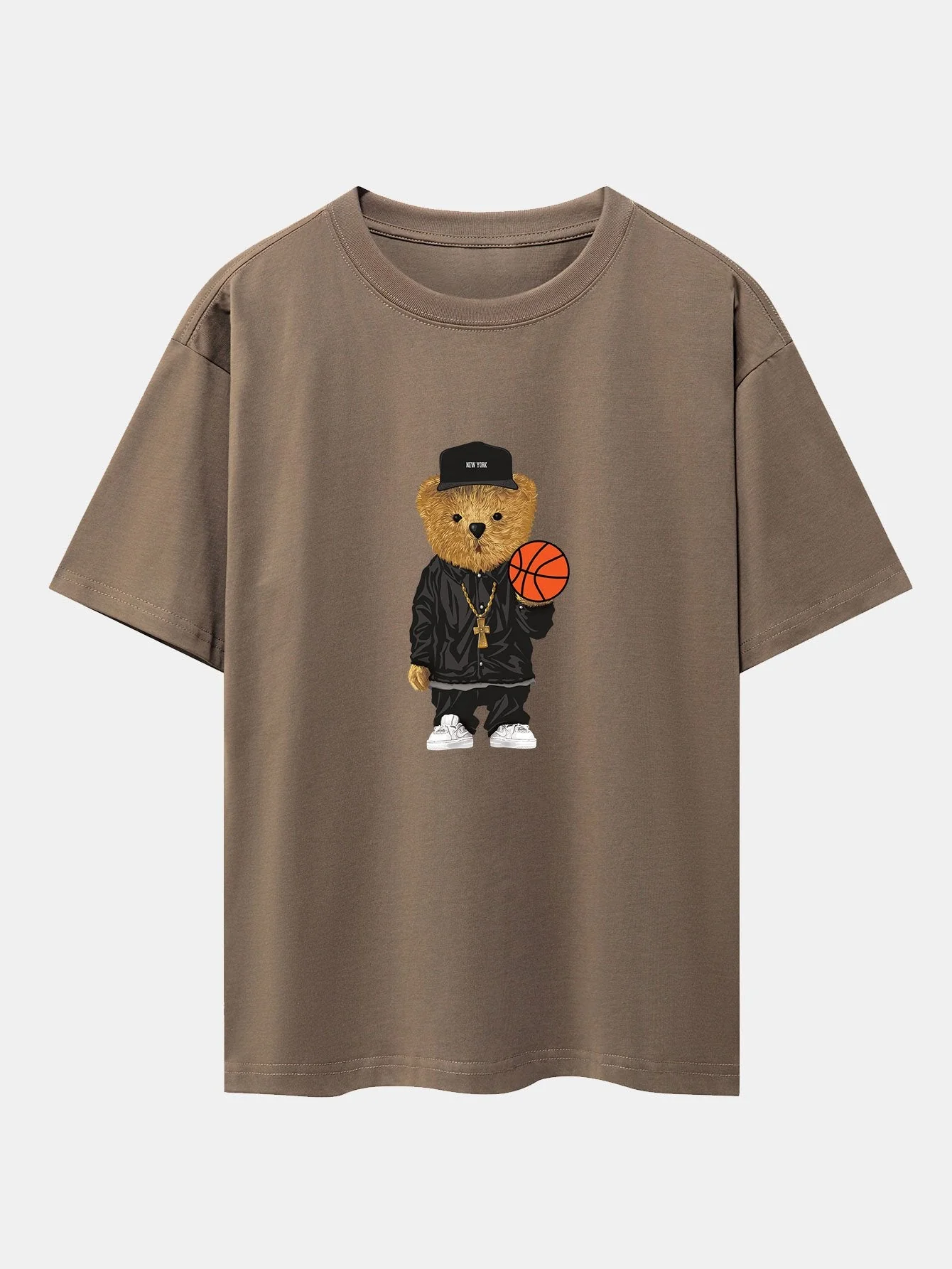 Sebastián® | Basketball Bear Print Drop Shoulder Oversize T-Shirt - Image 6