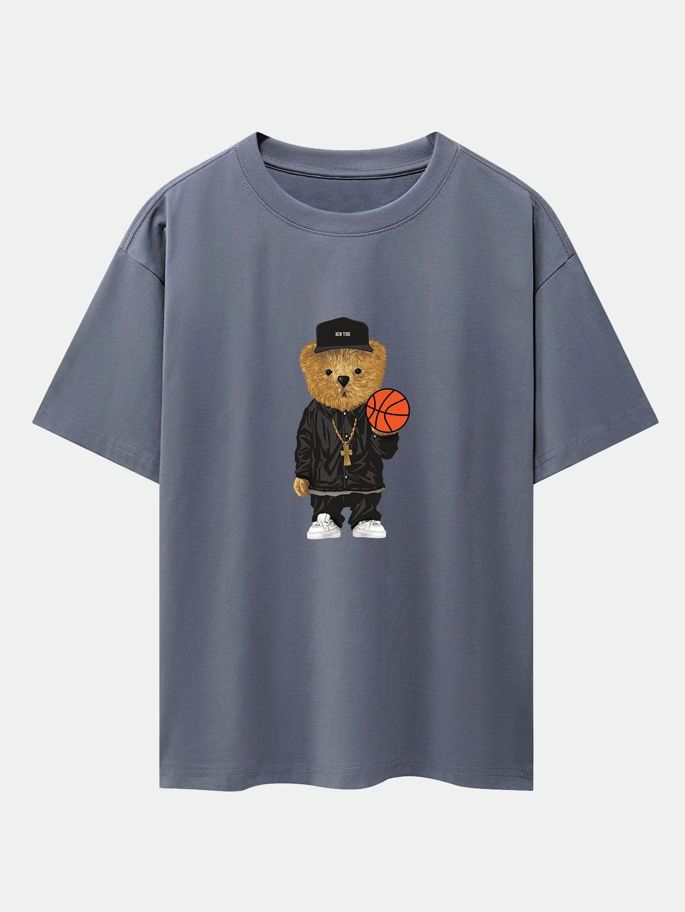 Sebastián® | Basketball Bear Print Drop Shoulder Oversize T-Shirt - Image 7