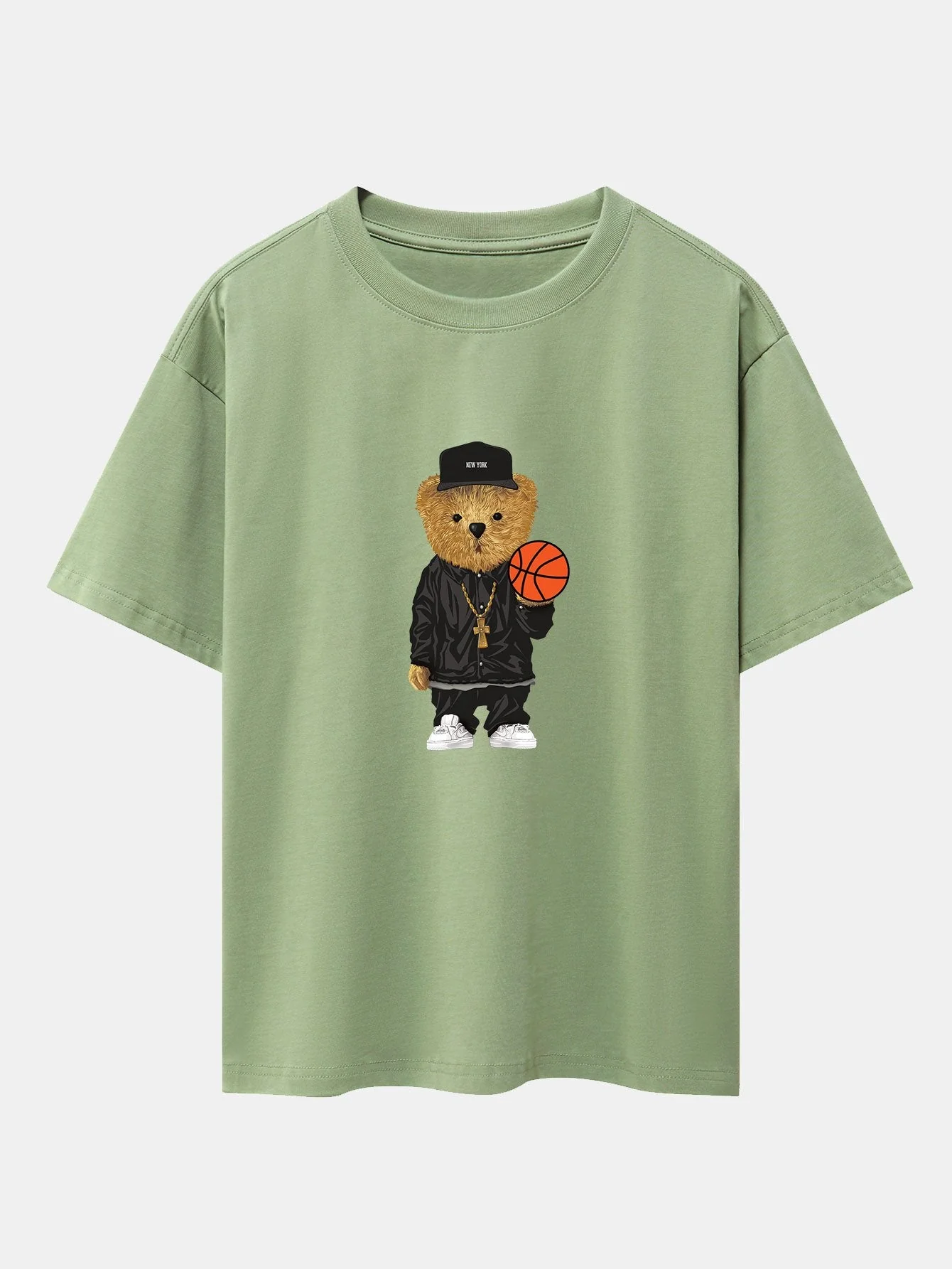 Sebastián® | Basketball Bear Print Drop Shoulder Oversize T-Shirt - Image 9