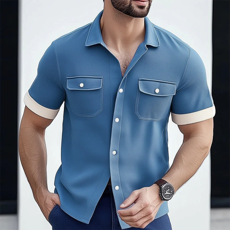 Sebastian | Men'S Summer Business Twill Button Short Sleeve Shirt - Image 2