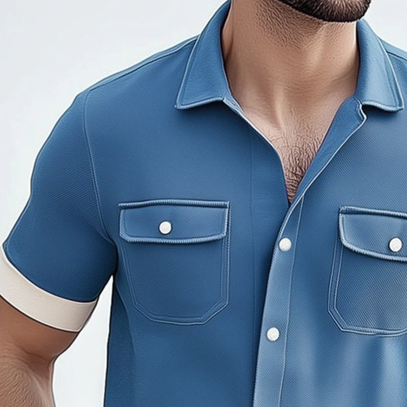 Sebastian | Men'S Summer Business Twill Button Short Sleeve Shirt - Image 3