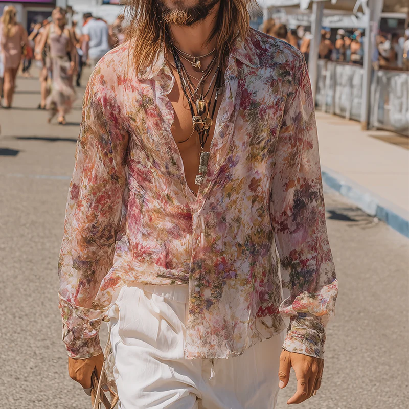 Sebastian | Men'S Vintage Casual Floral Print Lapel Long Sleeve Shirt - Image 2