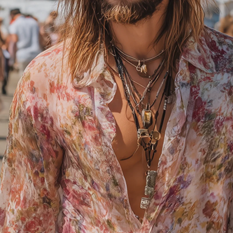 Sebastian | Men'S Vintage Casual Floral Print Lapel Long Sleeve Shirt - Image 3