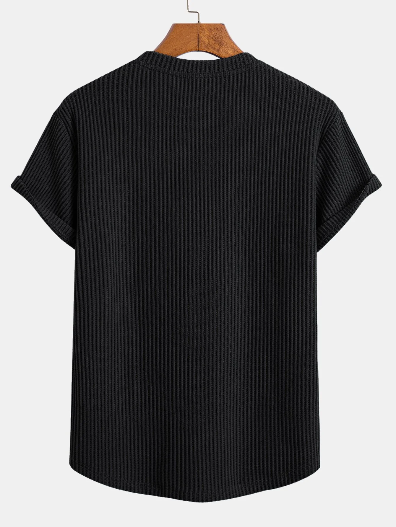Secundino® | Knitted Waffle Arc Hem T-Shirt - Image 6