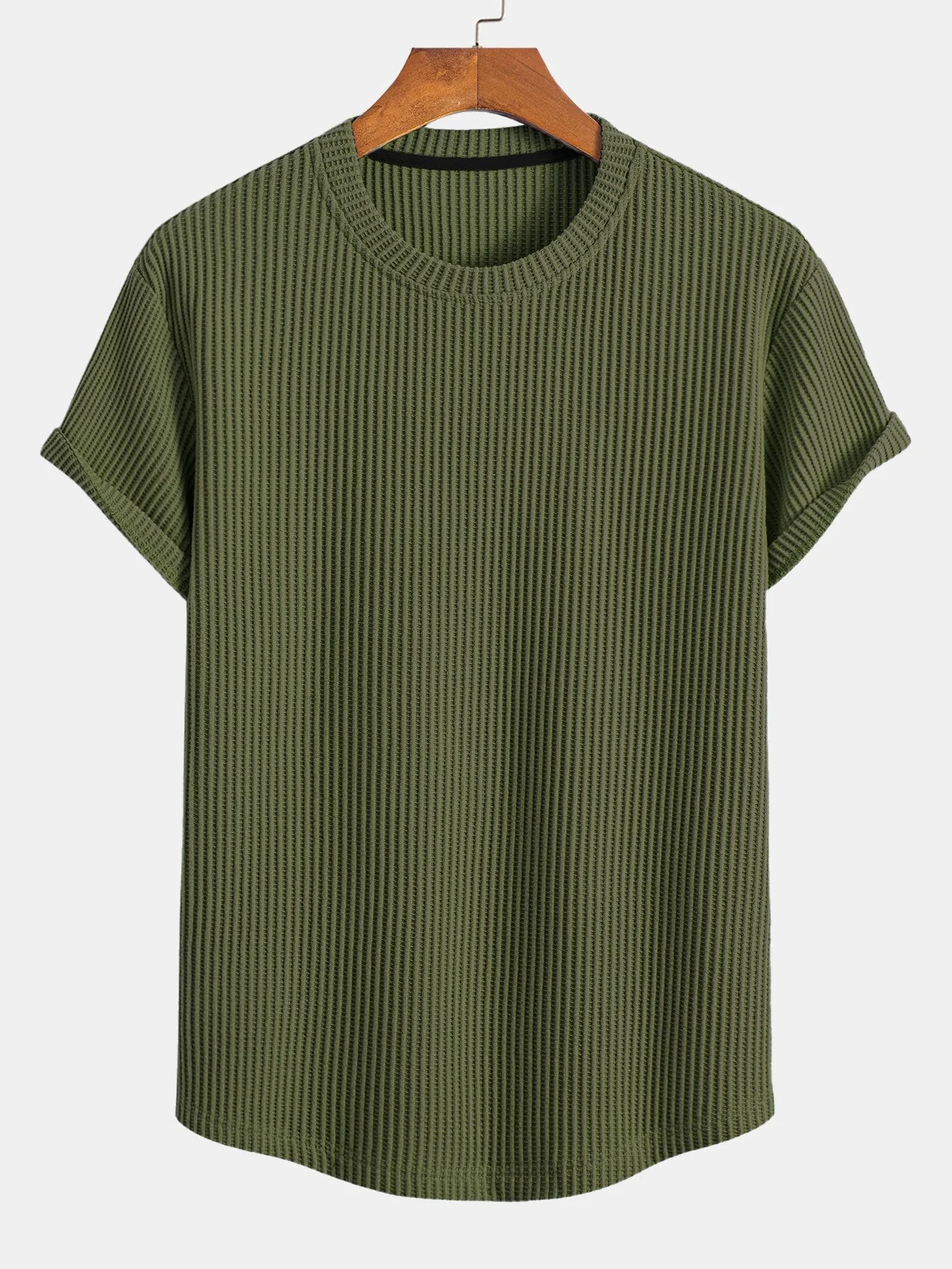 Secundino® | Knitted Waffle Arc Hem T-Shirt - Image 7