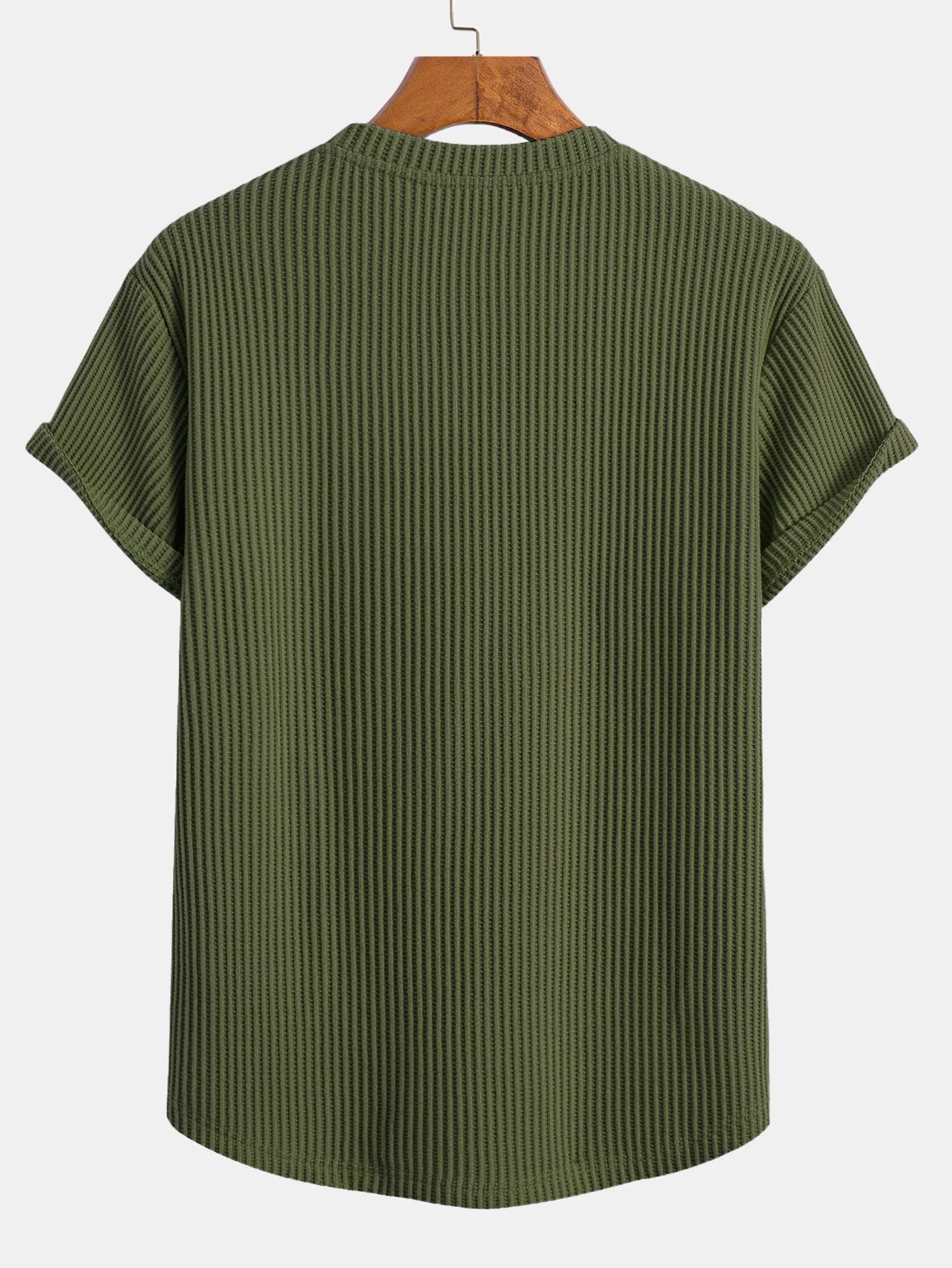 Secundino® | Knitted Waffle Arc Hem T-Shirt - Image 8