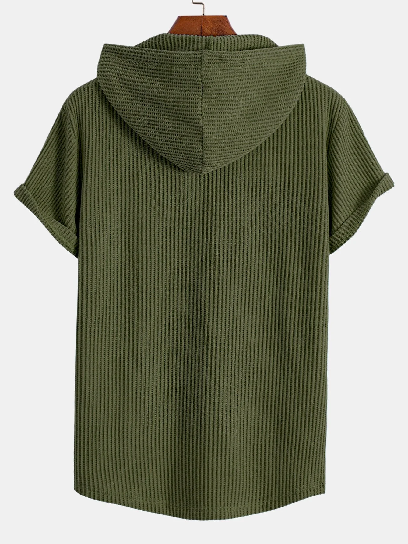 Serafín® | Knitted Waffle Arc Hem Hooded T-Shirt - Image 2