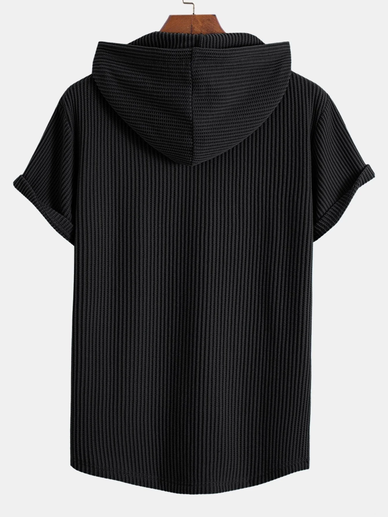 Serafín® | Knitted Waffle Arc Hem Hooded T-Shirt - Image 4