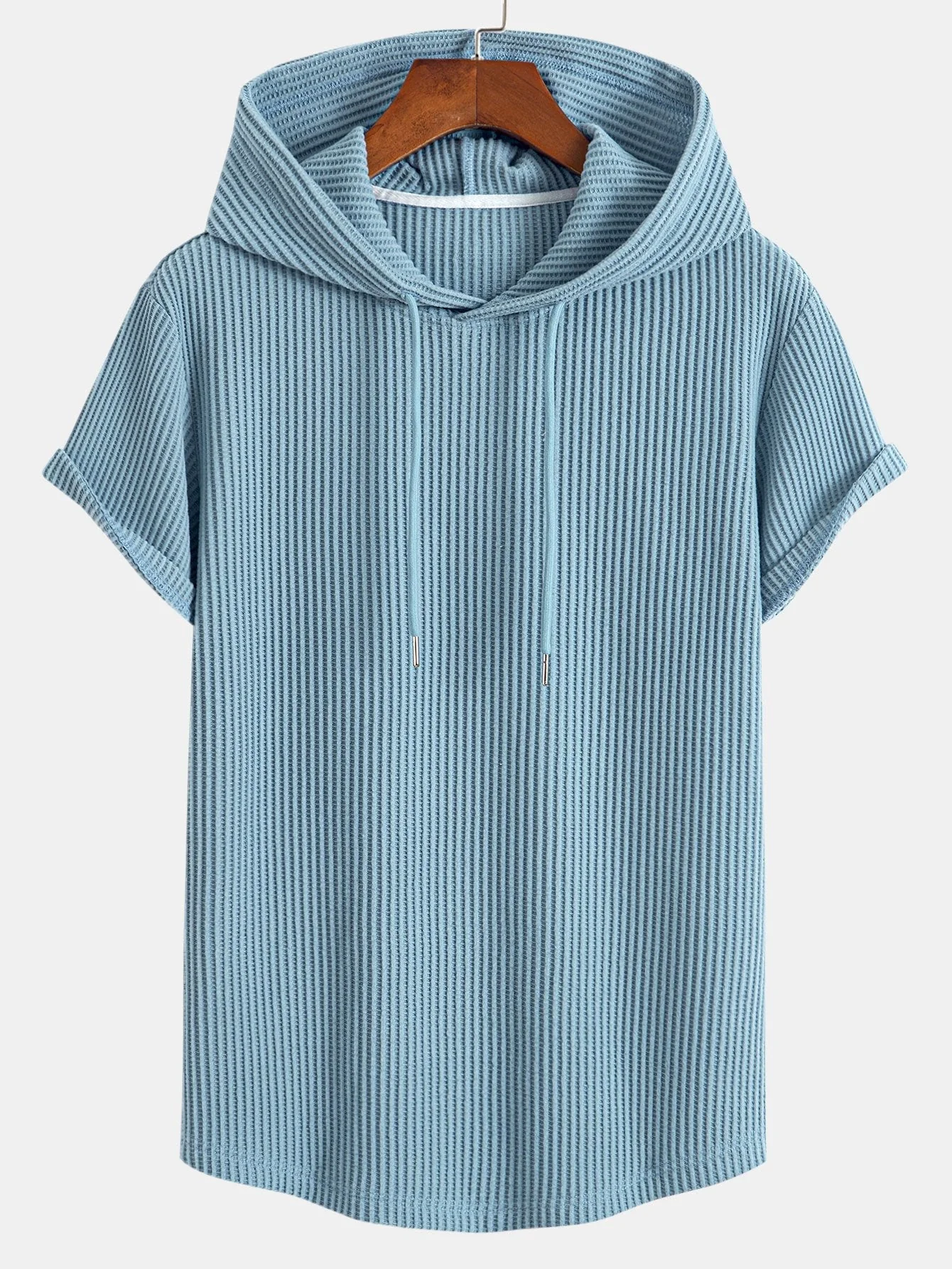 Serafín® | Knitted Waffle Arc Hem Hooded T-Shirt - Image 5