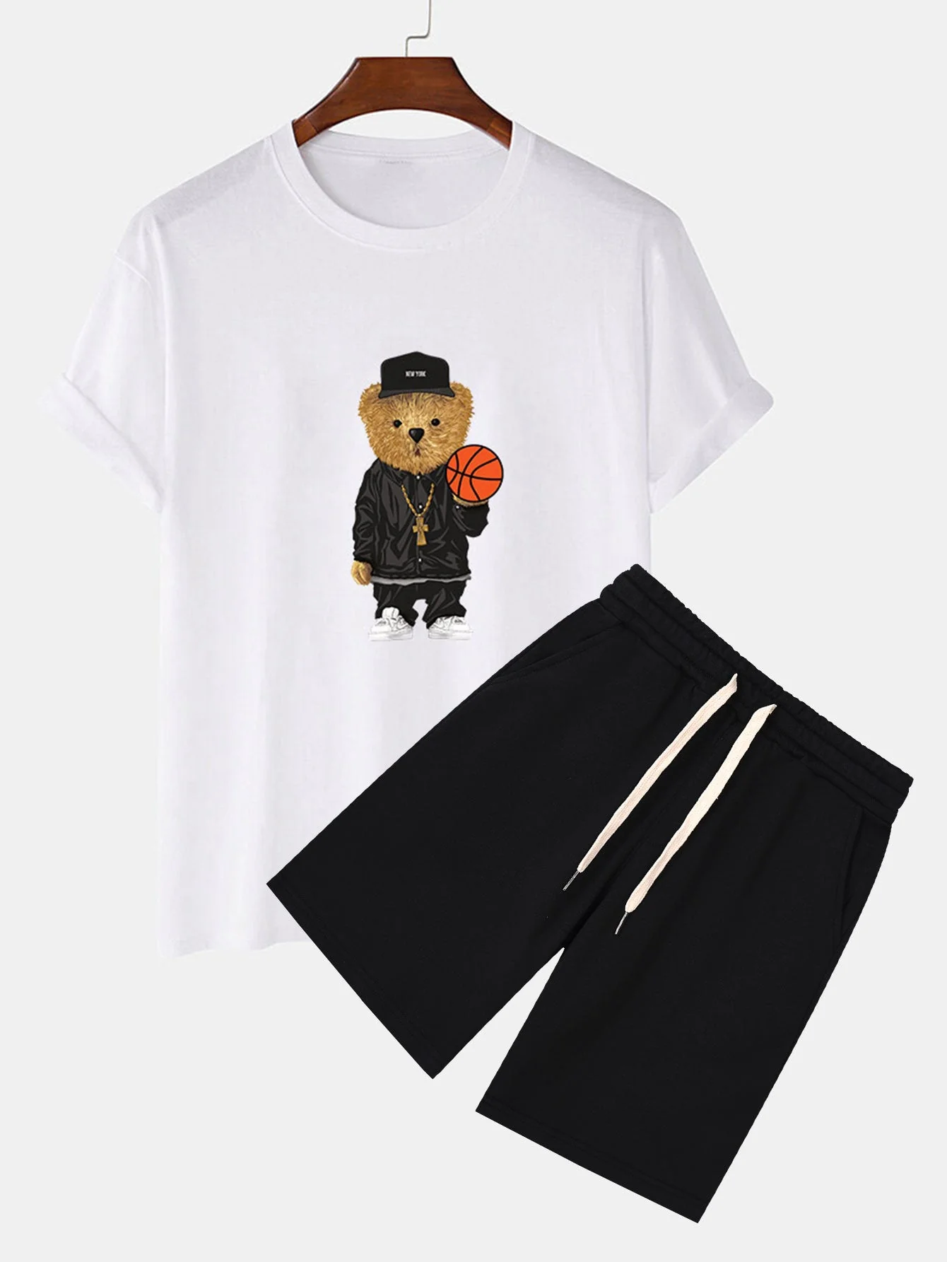Severino® | Basketball Bear Print T-Shirt & Sweat Shorts