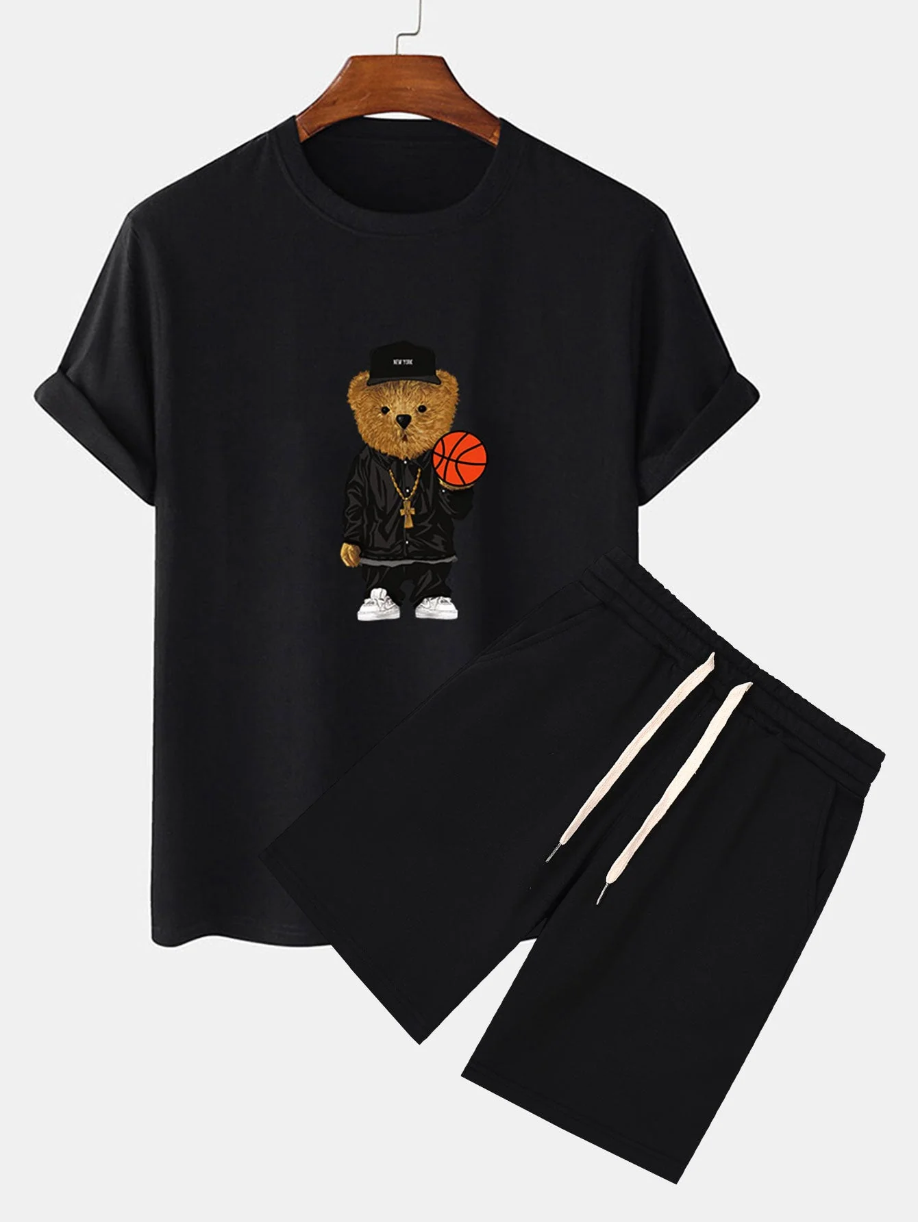 Severino® | Basketball Bear Print T-Shirt & Sweat Shorts - Image 3