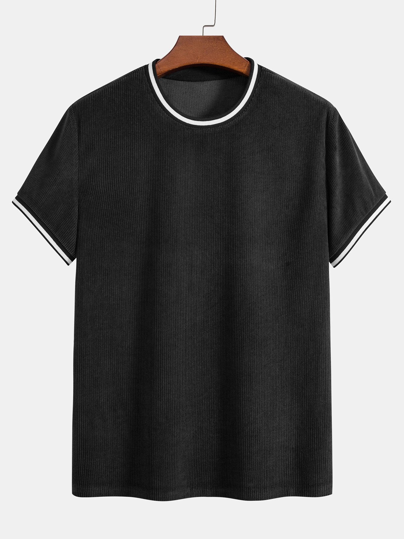 Severino® | Short Sleeve Stretch Corduroy Ringer T-Shirt & Corduroy Shorts - Image 3