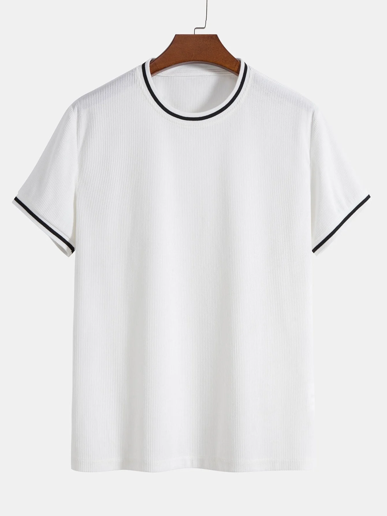Severino® | Short Sleeve Stretch Corduroy Ringer T-Shirt & Corduroy Shorts - Image 4