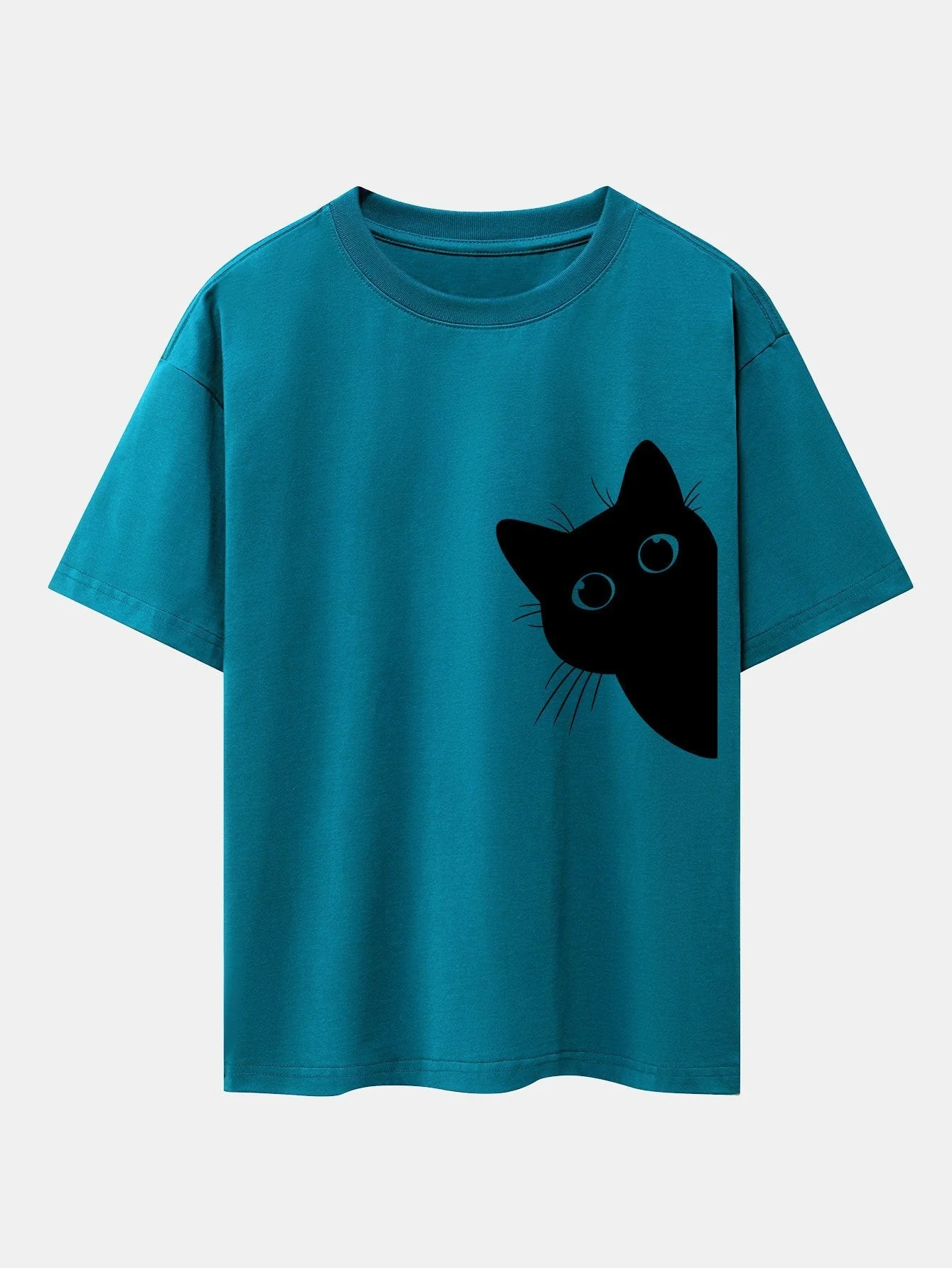 Severo® | Black Cat Print Drop Shoulder Oversize T-Shirt - Image 10