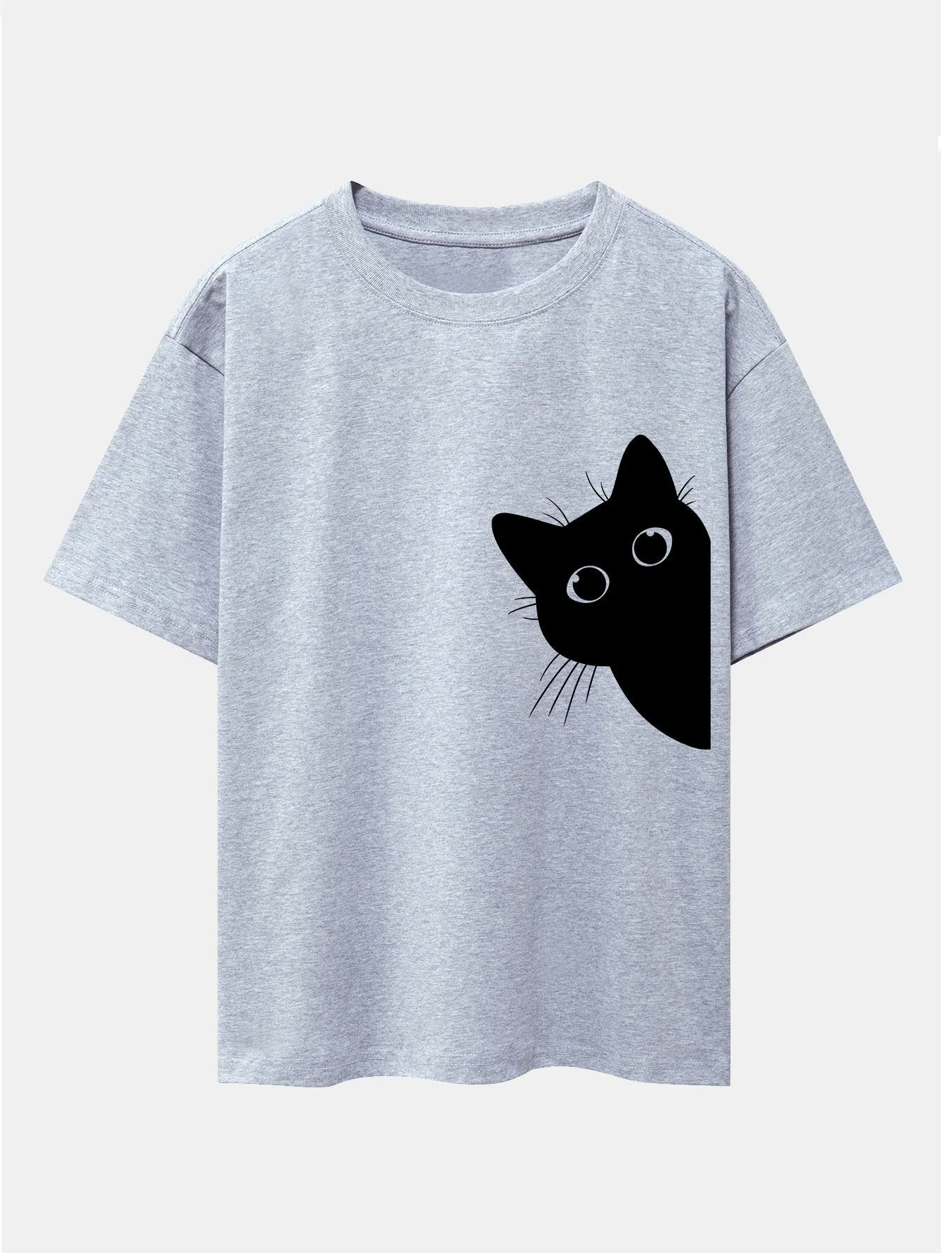 Severo® | Black Cat Print Drop Shoulder Oversize T-Shirt - Image 12
