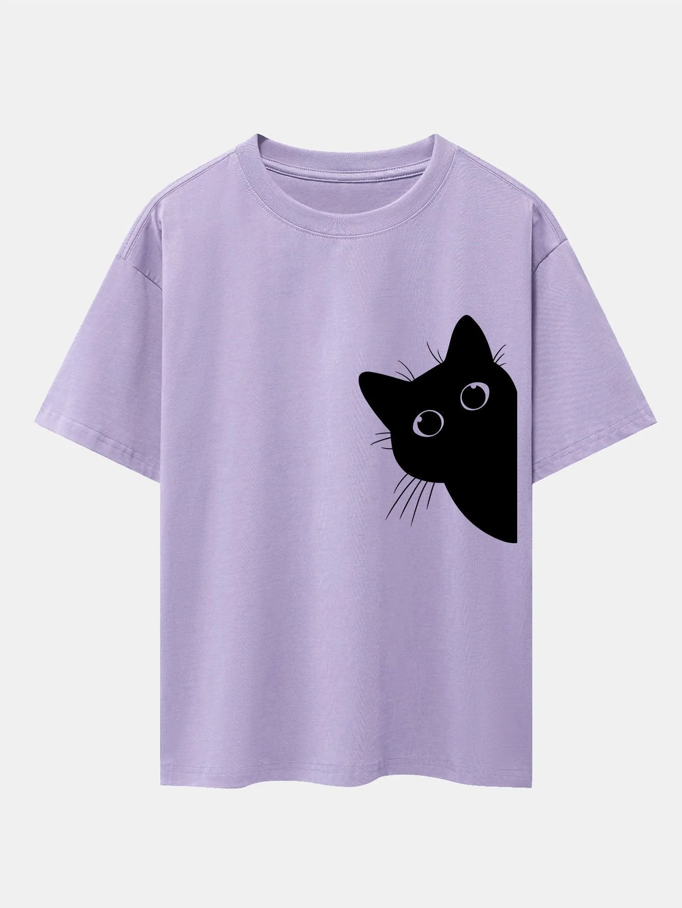 Severo® | Black Cat Print Drop Shoulder Oversize T-Shirt - Image 14